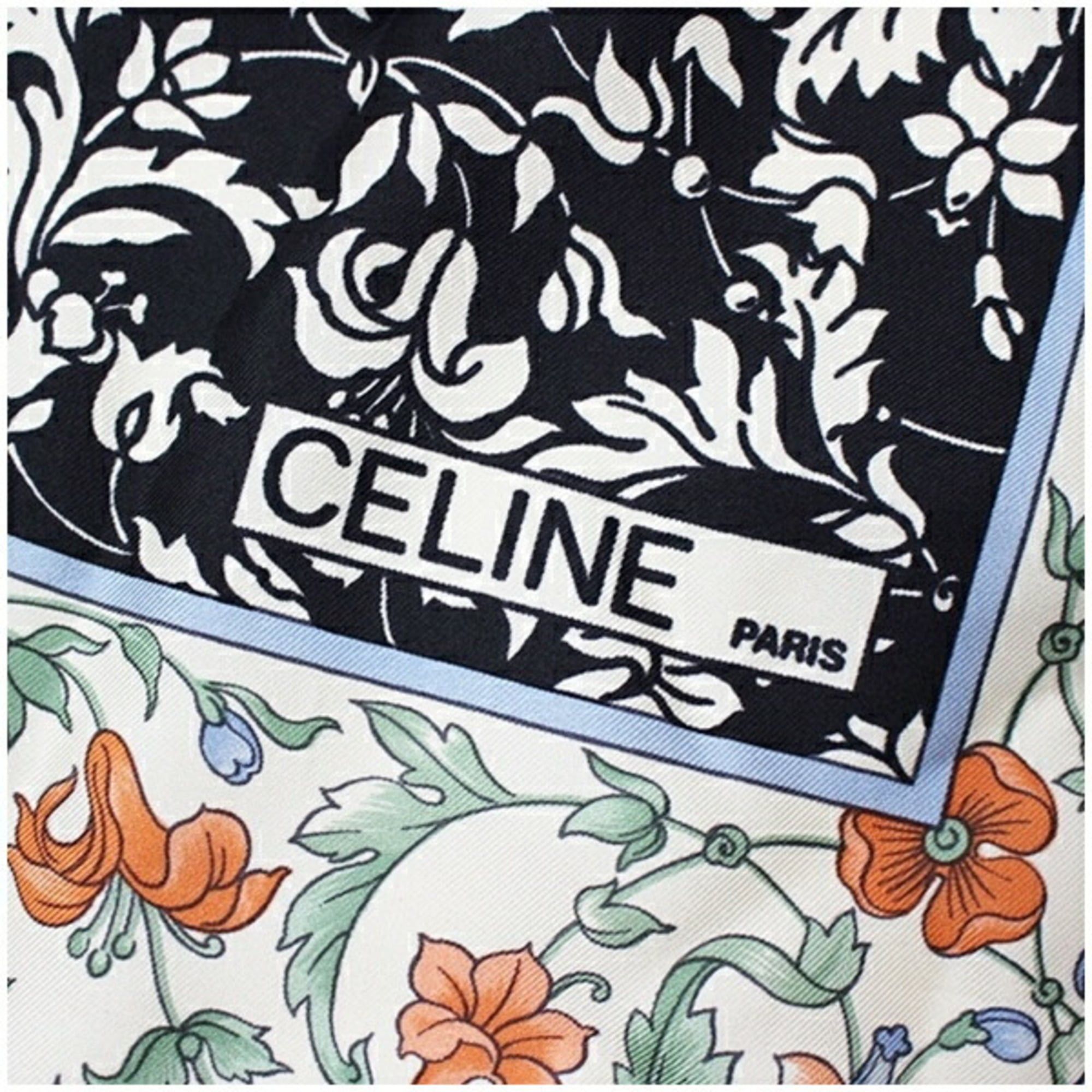 Celine Celine Silk Scarf/Muffler, Black x Multicolor, CELINE, Women's Size ONE SIZE - 6 Thumbnail