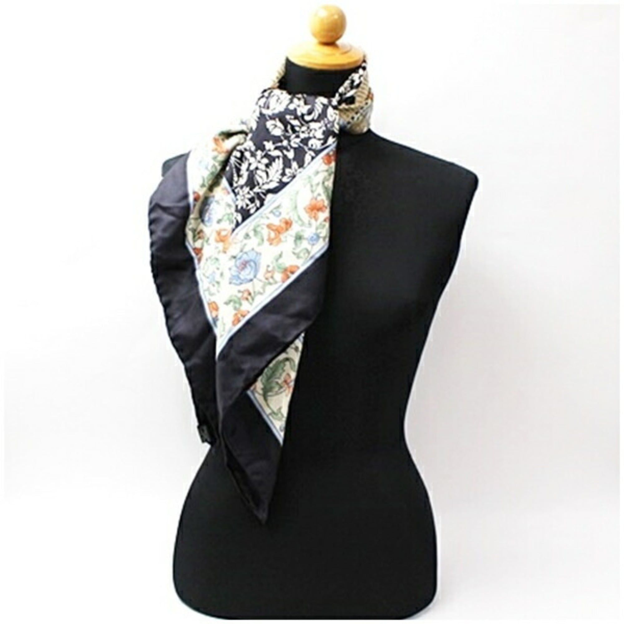 Celine Celine Silk Scarf/Muffler, Black x Multicolor, CELINE, Women's Size ONE SIZE - 4 Thumbnail