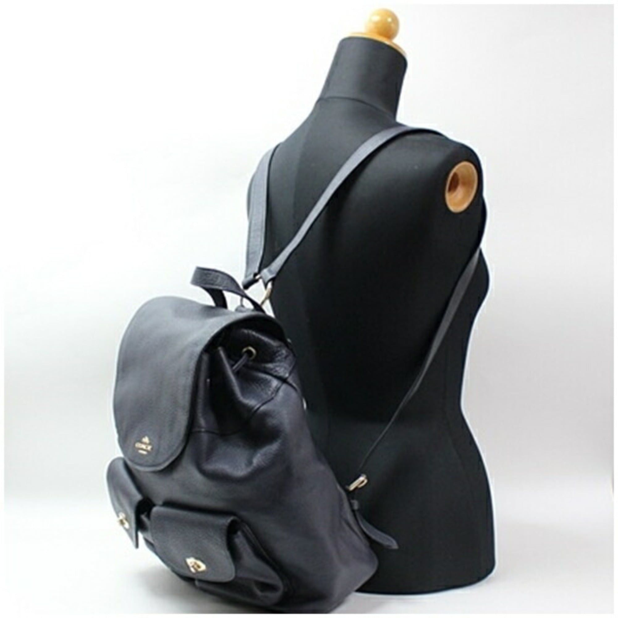 Coach Coach Billy Backpack F37410 Pebbled Leather Navy COACH Women's Size ONE SIZE - 4 Thumbnail