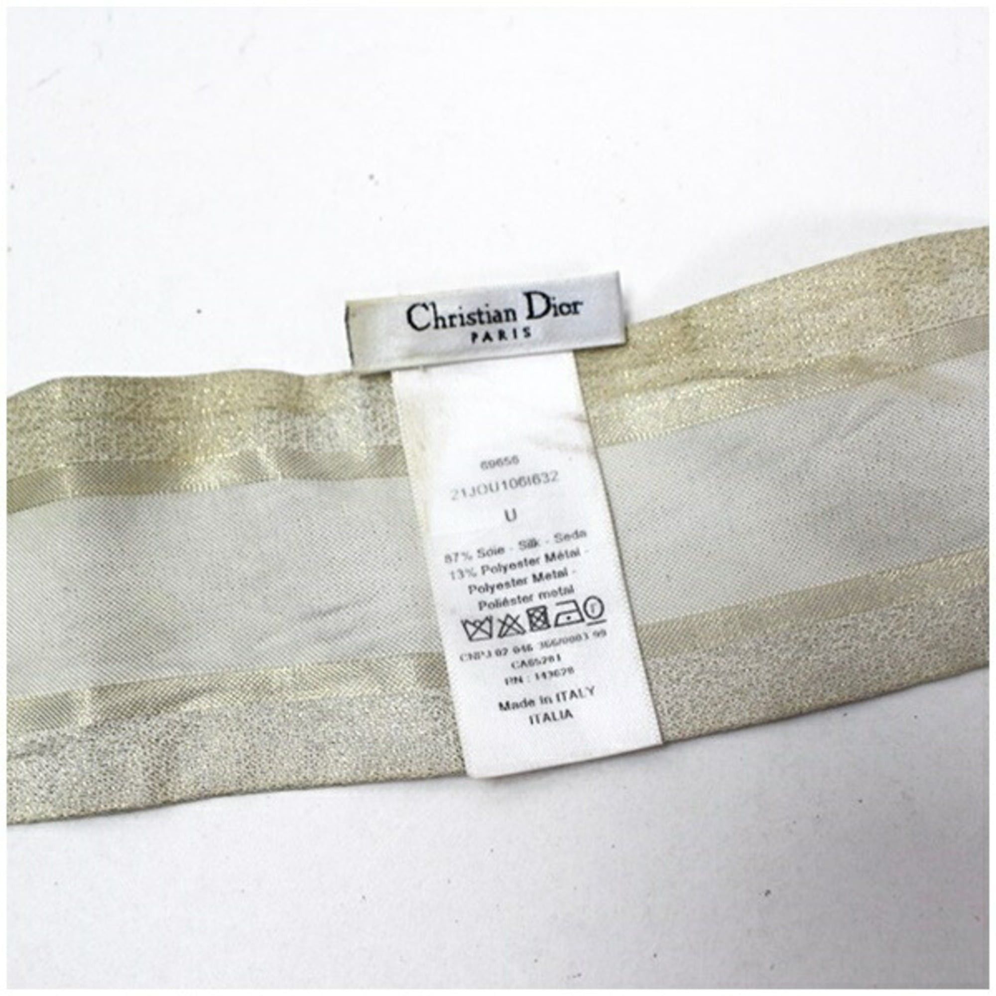 Dior Christian Dior Silk Polyester Scarf Muffler Ponytail Beige x Gold Glitter Women's Size ONE SIZE - 3 Thumbnail