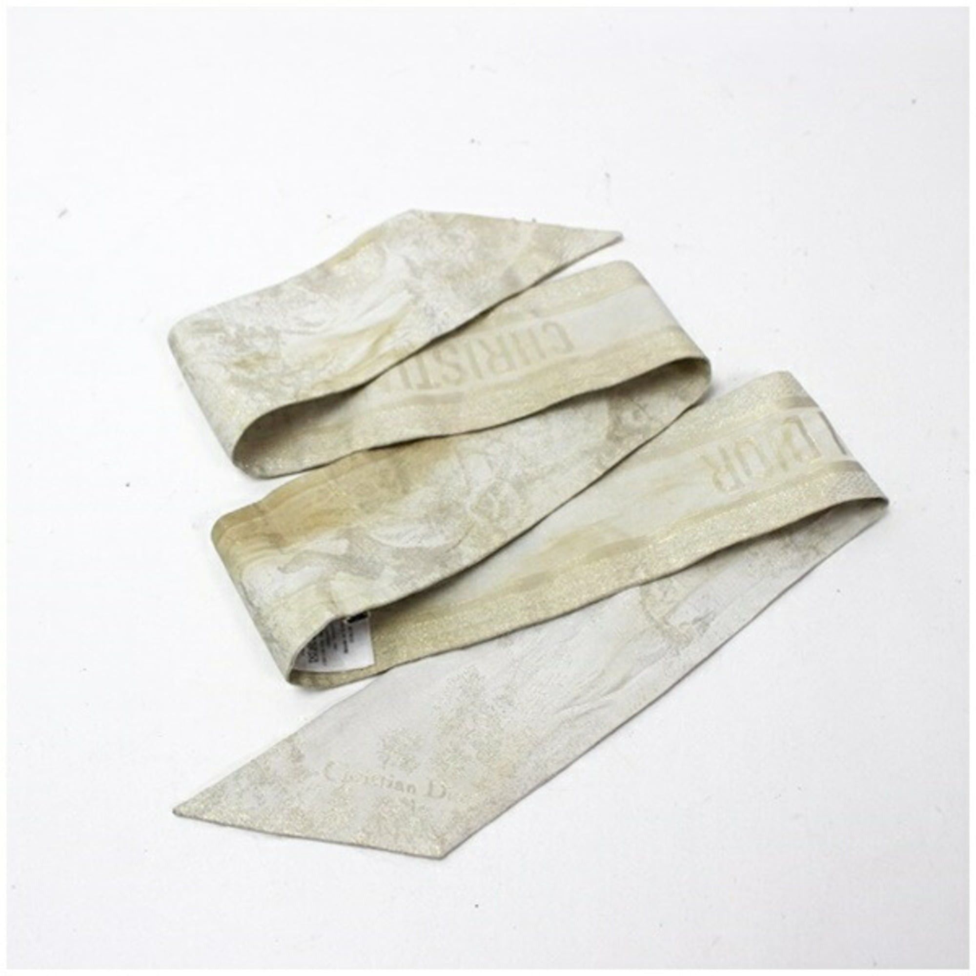 Dior Christian Dior Silk Polyester Scarf Muffler Ponytail Beige x Gold Glitter Women's Size ONE SIZE - 5 Thumbnail