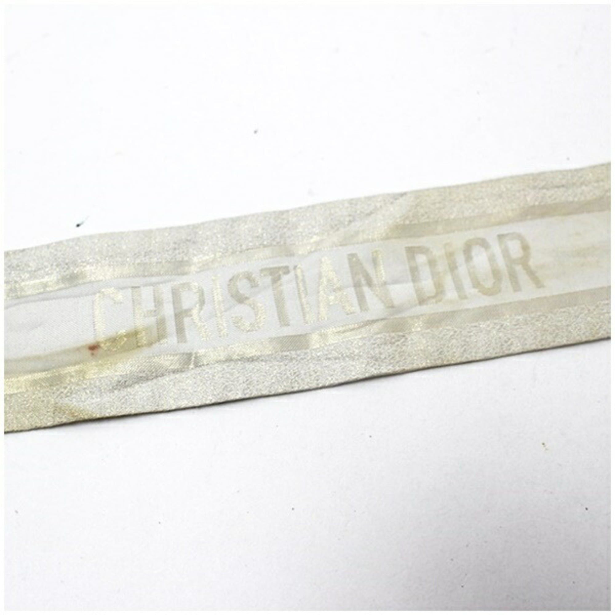 Dior Christian Dior Silk Polyester Scarf Muffler Ponytail Beige x Gold Glitter Women's Size ONE SIZE - 4 Thumbnail