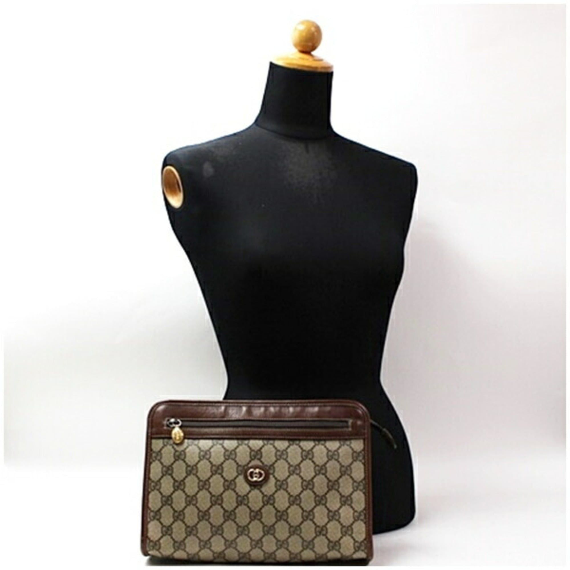 Gucci Gucci Old Second Bag Clutch GG Pattern PVC x Leather Beige Brown GUCCI Men's Size ONE SIZE - 4 Thumbnail