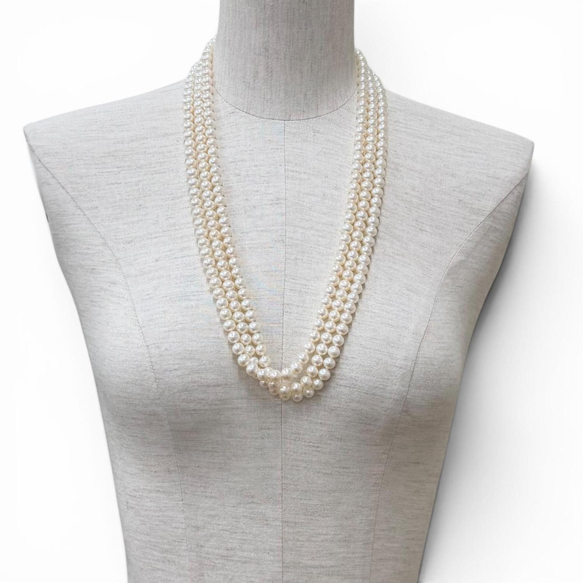 Tiffany & Co. TIFFANY&Co. Tiffany Ziegfeld Collection Pearl Wrap Necklace, Freshwater Pearls, AG925, Approx. 204cm Length, White, Total Weight 148.5g, Women's, Comes with Box Size ONE SIZE - 3 Thumbnail