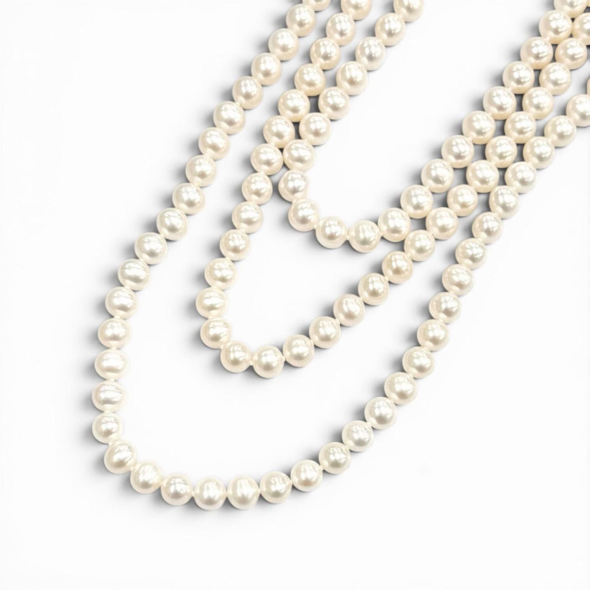 Tiffany & Co. TIFFANY&Co. Tiffany Ziegfeld Collection Pearl Wrap Necklace, Freshwater Pearls, AG925, Approx. 204cm Length, White, Total Weight 148.5g, Women's, Comes with Box Size ONE SIZE - 5 Thumbnail