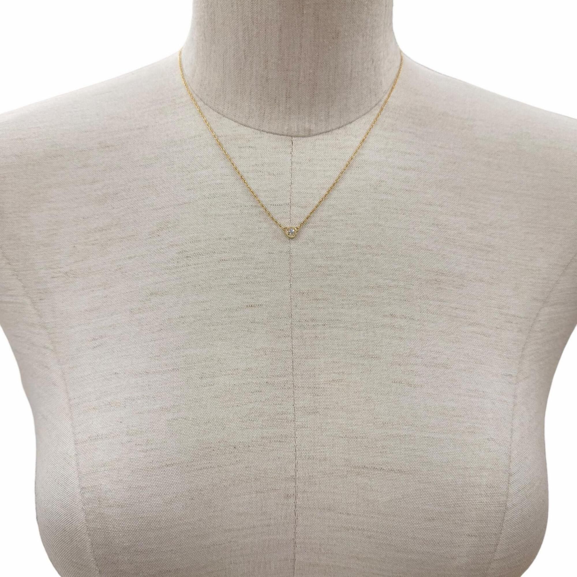 Tiffany & Co. TIFFANY&Co. Tiffany & Co. By the Yard Elsa Peretti 750 YG 1P Diamond (approx. 0.12ct) Setting Diameter approx. 4.73mm Necklace, Yellow Gold, Weight 1.94g, Women's, Comes with Box and Dust Bag Size ONE SIZE - 3 Thumbnail