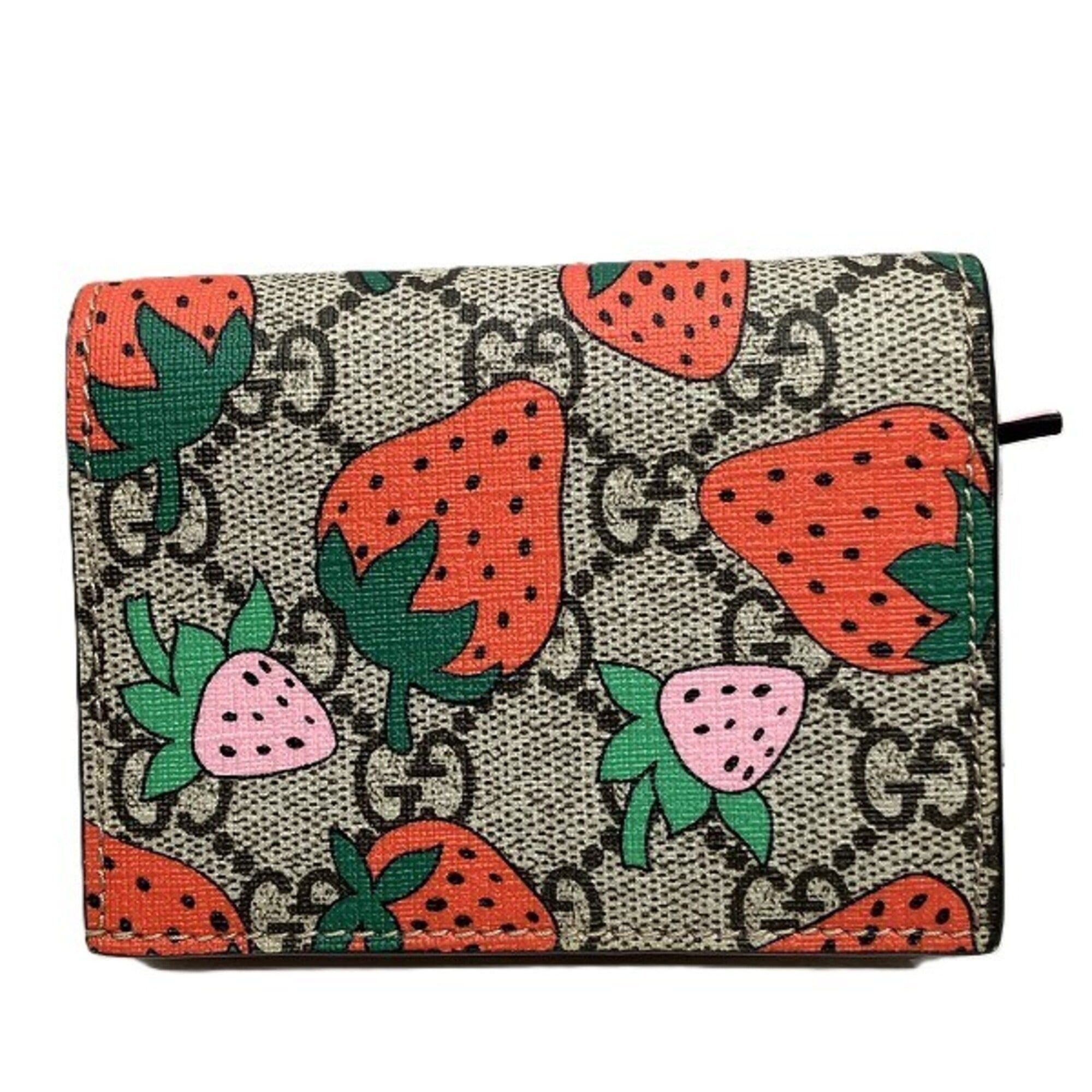 Gucci Gucci GG Supreme Strawberry Mini Wallet 573839 Bi-fold for Women Size ONE SIZE - 2 Thumbnail
