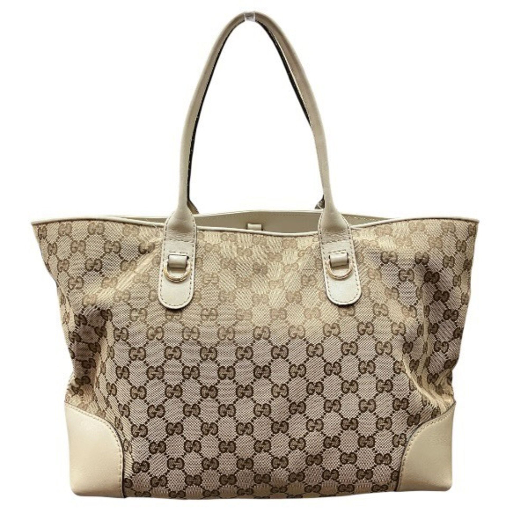 Gucci Gucci 269956 Canvas Leather Beige White Heartbit Handbag Tote Bag for Women Size ONE SIZE - 2 Thumbnail