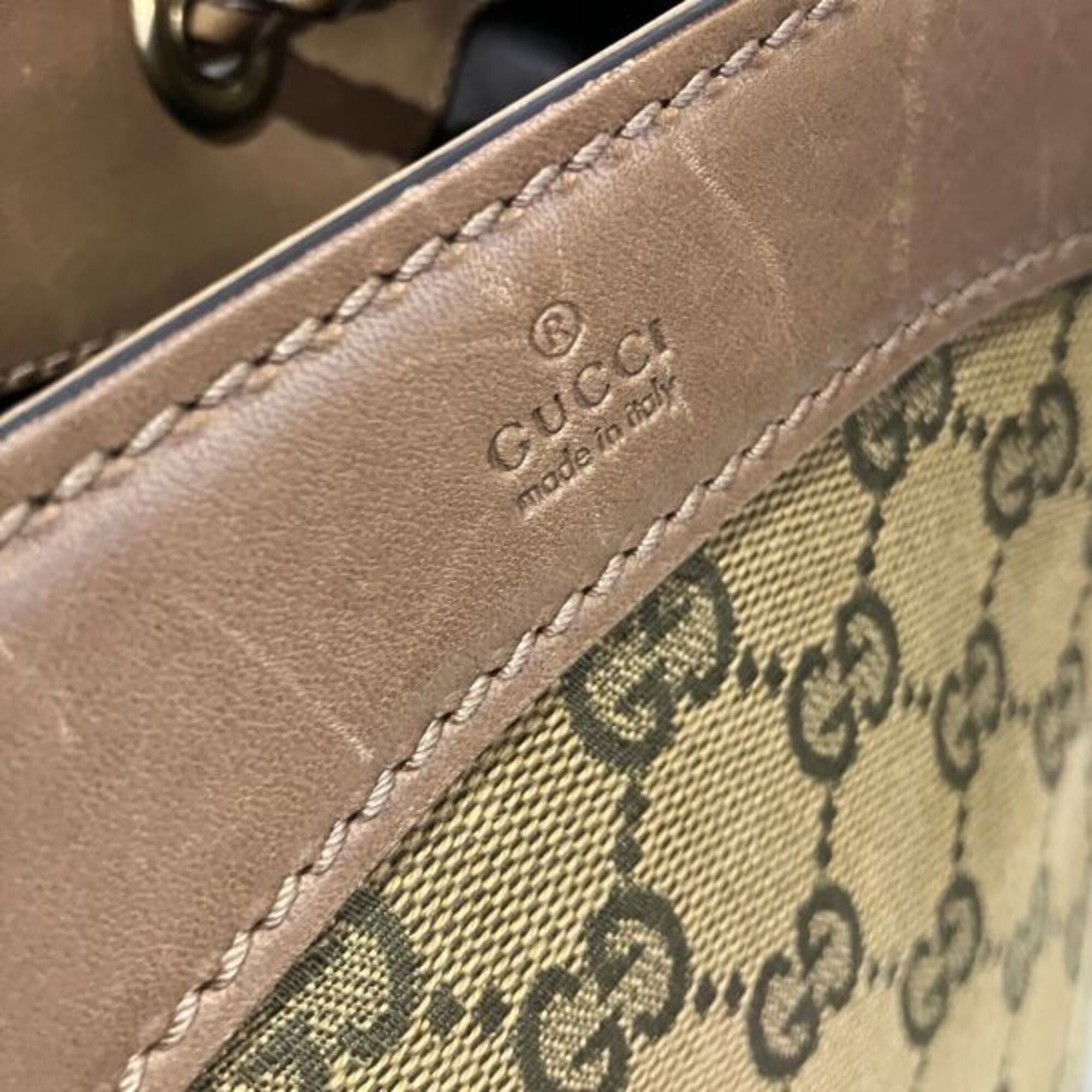 Gucci Gucci 109143 GG Canvas x Leather Tote Handbag Shoulder Bag for Women Size ONE SIZE - 9 Thumbnail