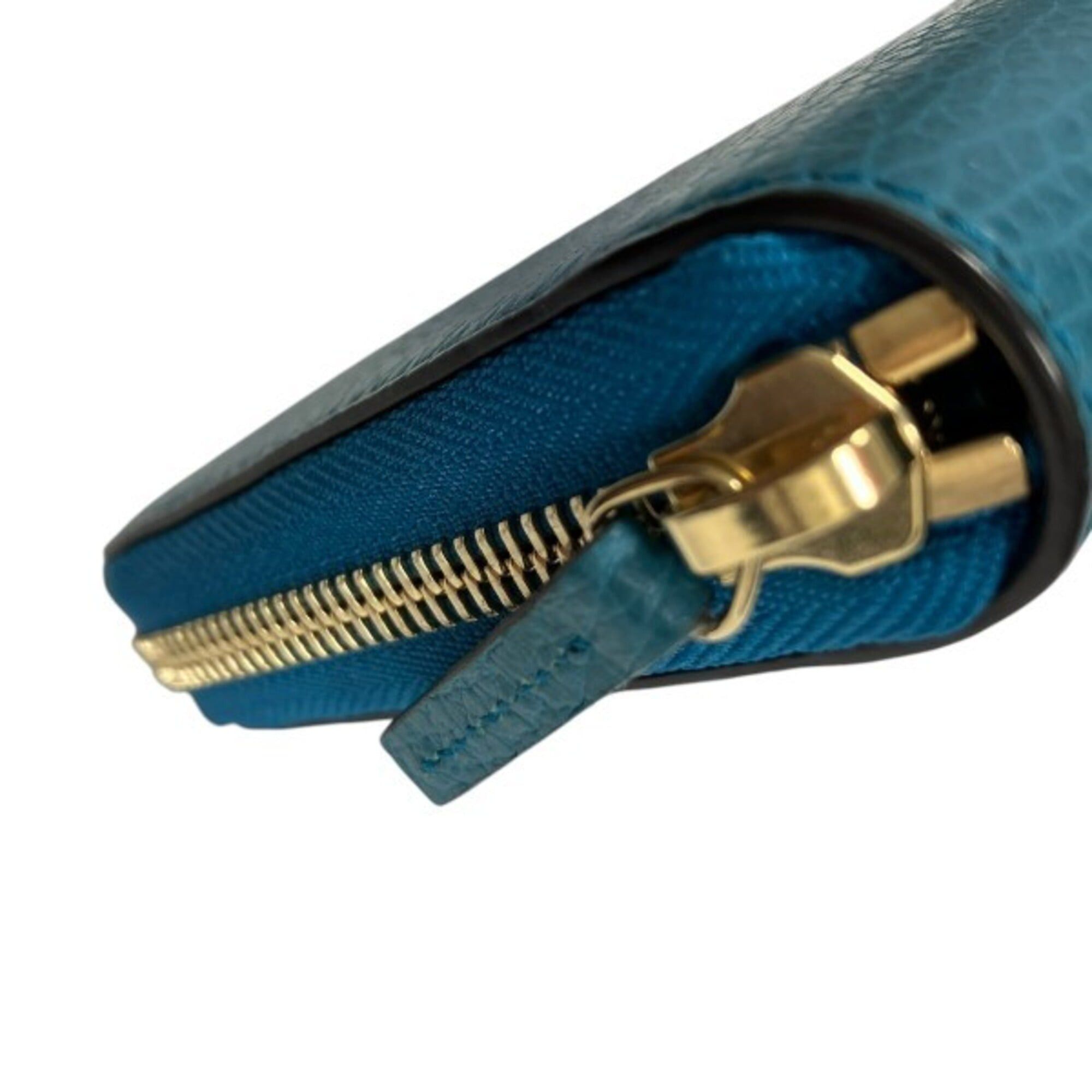 Gucci Gucci Interlocking G 449347 Turquoise Blue Round Zip Wallet Long for Women Size ONE SIZE - 7 Thumbnail