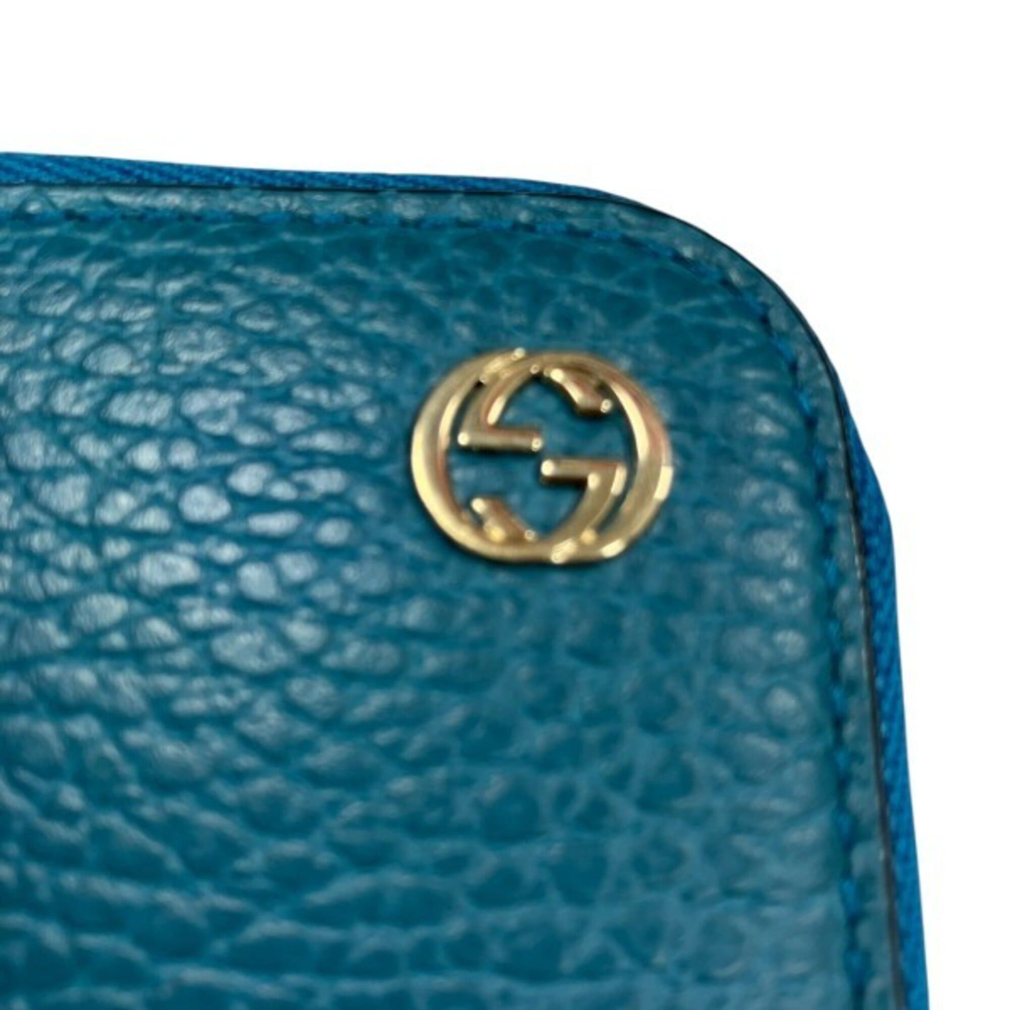 Gucci Gucci Interlocking G 449347 Turquoise Blue Round Zip Wallet Long for Women Size ONE SIZE - 8 Thumbnail
