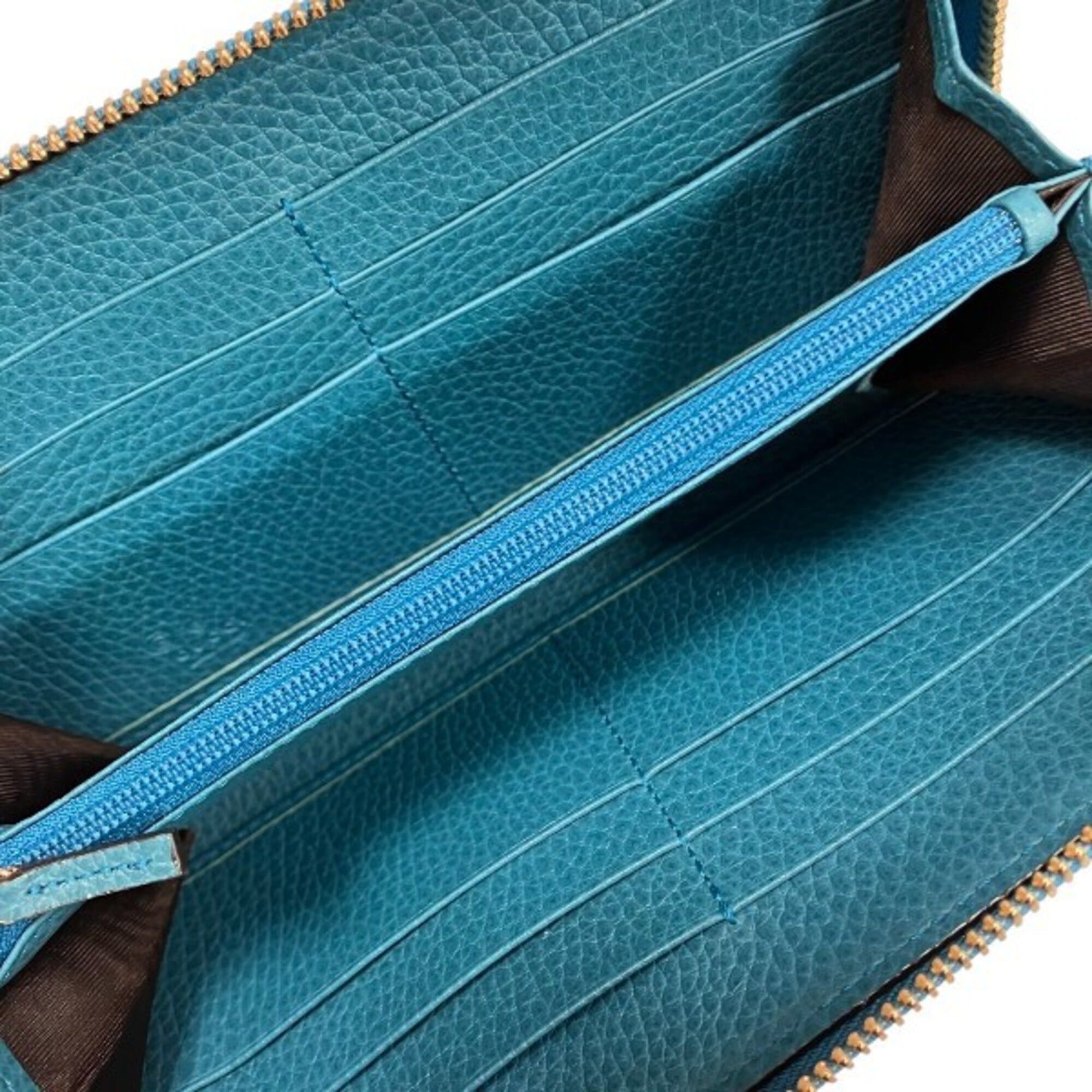 Gucci Gucci Interlocking G 449347 Turquoise Blue Round Zip Wallet Long for Women Size ONE SIZE - 3 Thumbnail