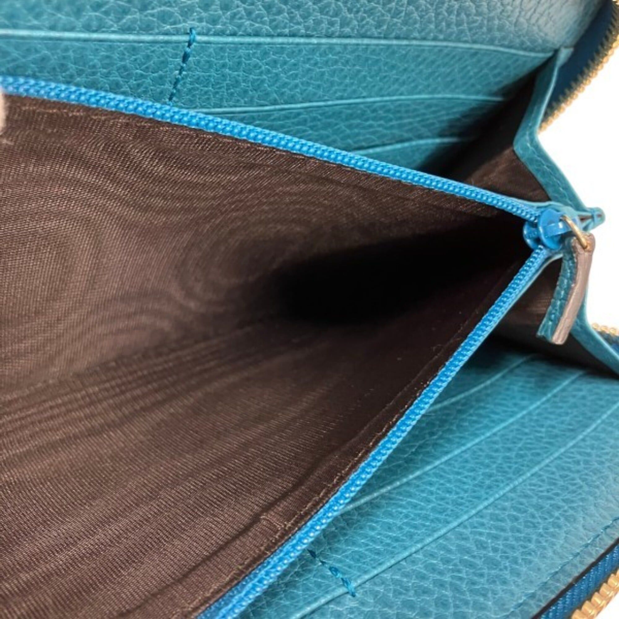 Gucci Gucci Interlocking G 449347 Turquoise Blue Round Zip Wallet Long for Women Size ONE SIZE - 6 Thumbnail