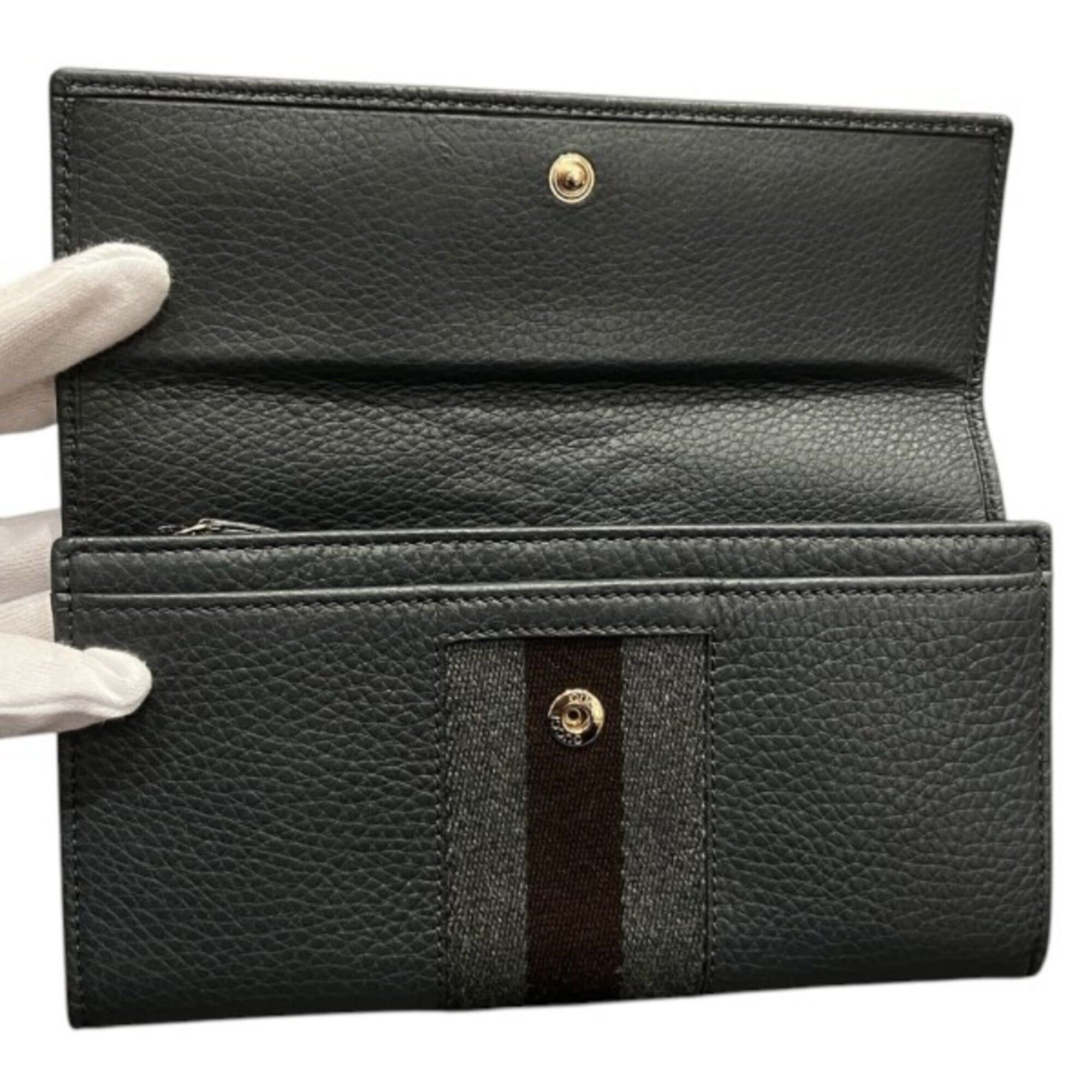 Gucci Gucci Horsebit 245752 Sherry Line Leather Long Wallet for Men and Women Size ONE SIZE - 3 Thumbnail