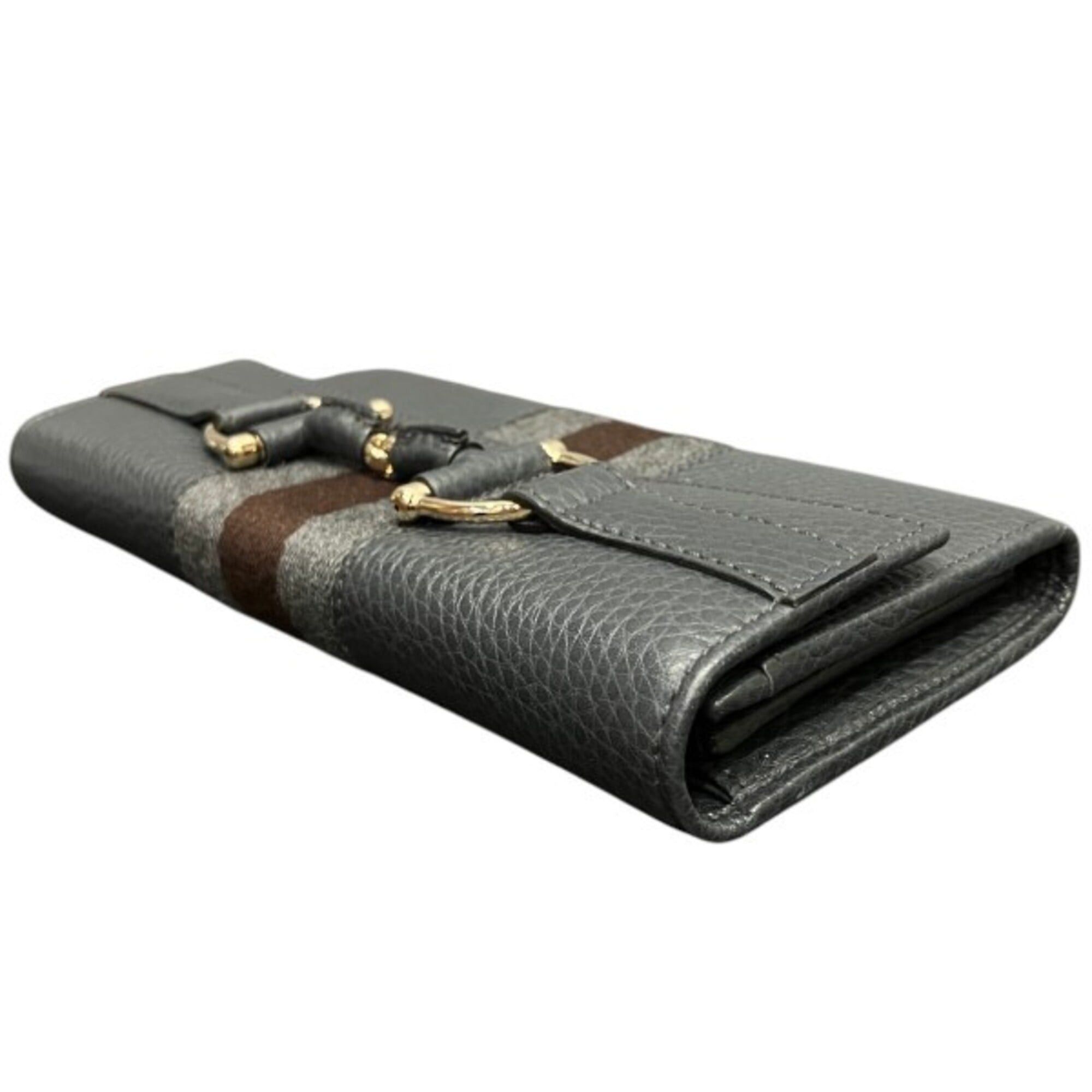 Gucci Gucci Horsebit 245752 Sherry Line Leather Long Wallet for Men and Women Size ONE SIZE - 9 Thumbnail