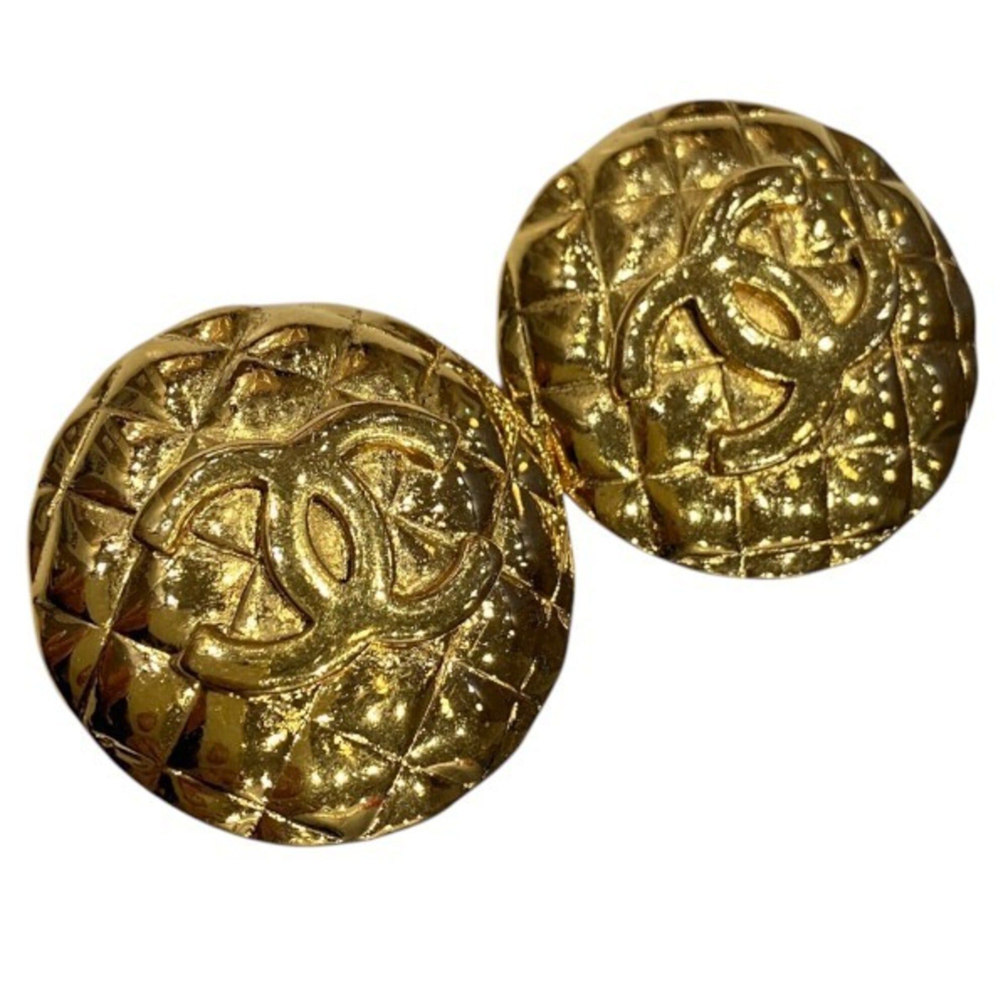 Chanel Chanel Matelassé Coco Mark Gold 23 Vintage Brand Accessories Earrings for Women Size ONE SIZE - 9 Thumbnail