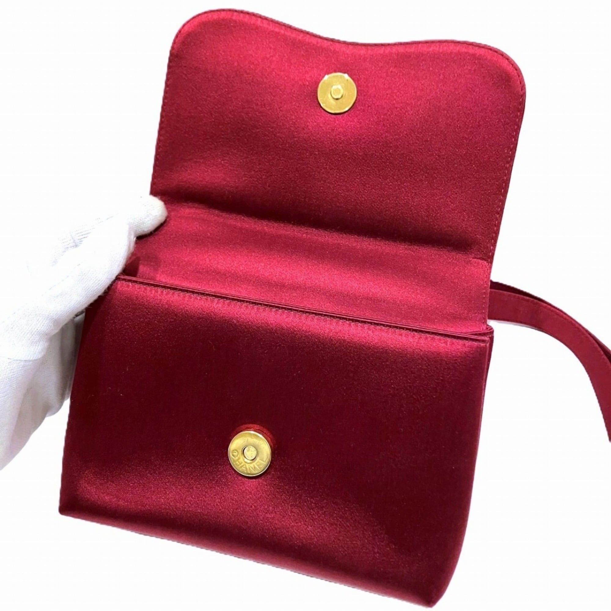 Chanel Chanel Shoulder Bag Coco Mark Satin Rhinestone Size ONE SIZE - 9 Thumbnail