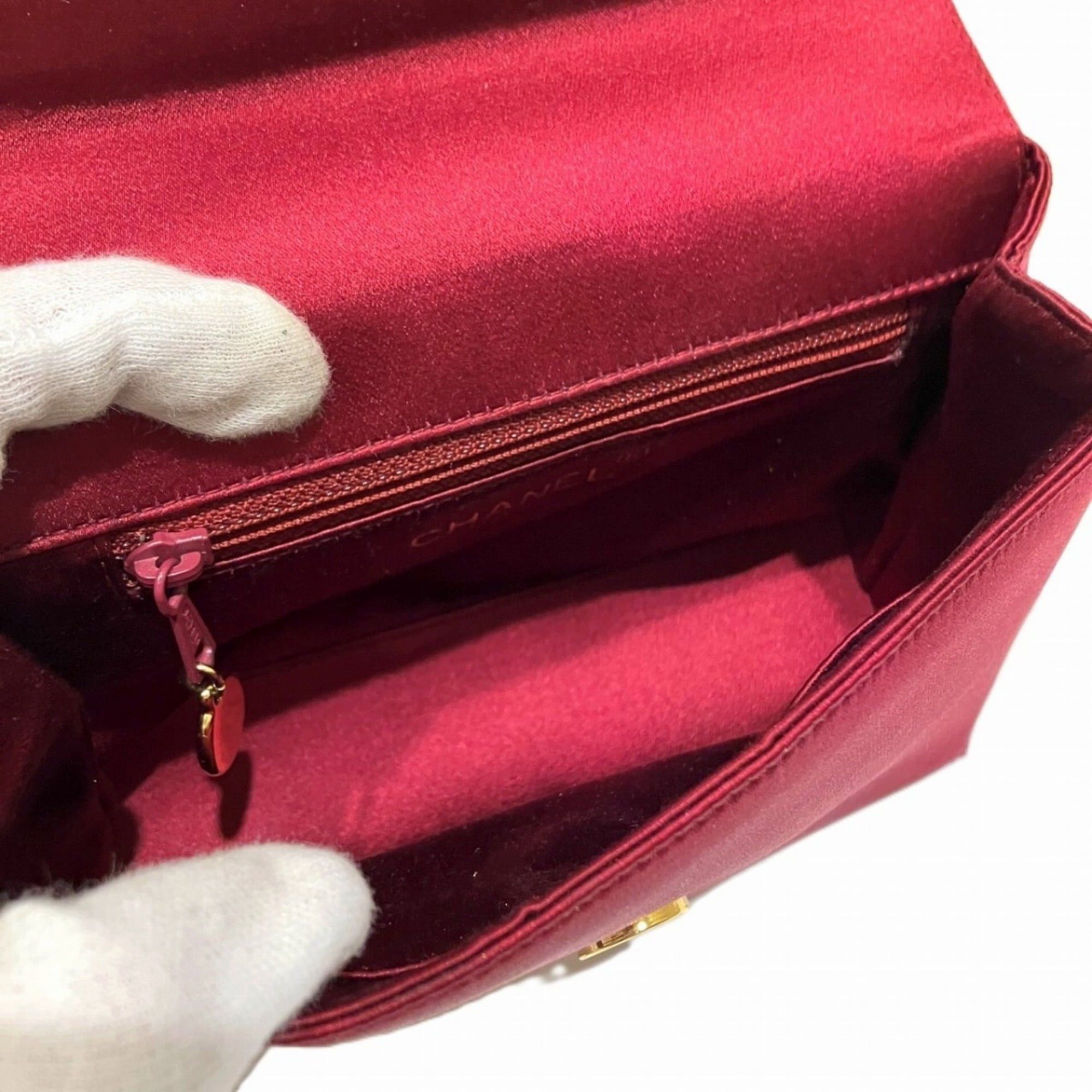Chanel Chanel Shoulder Bag Coco Mark Satin Rhinestone Size ONE SIZE - 6 Thumbnail