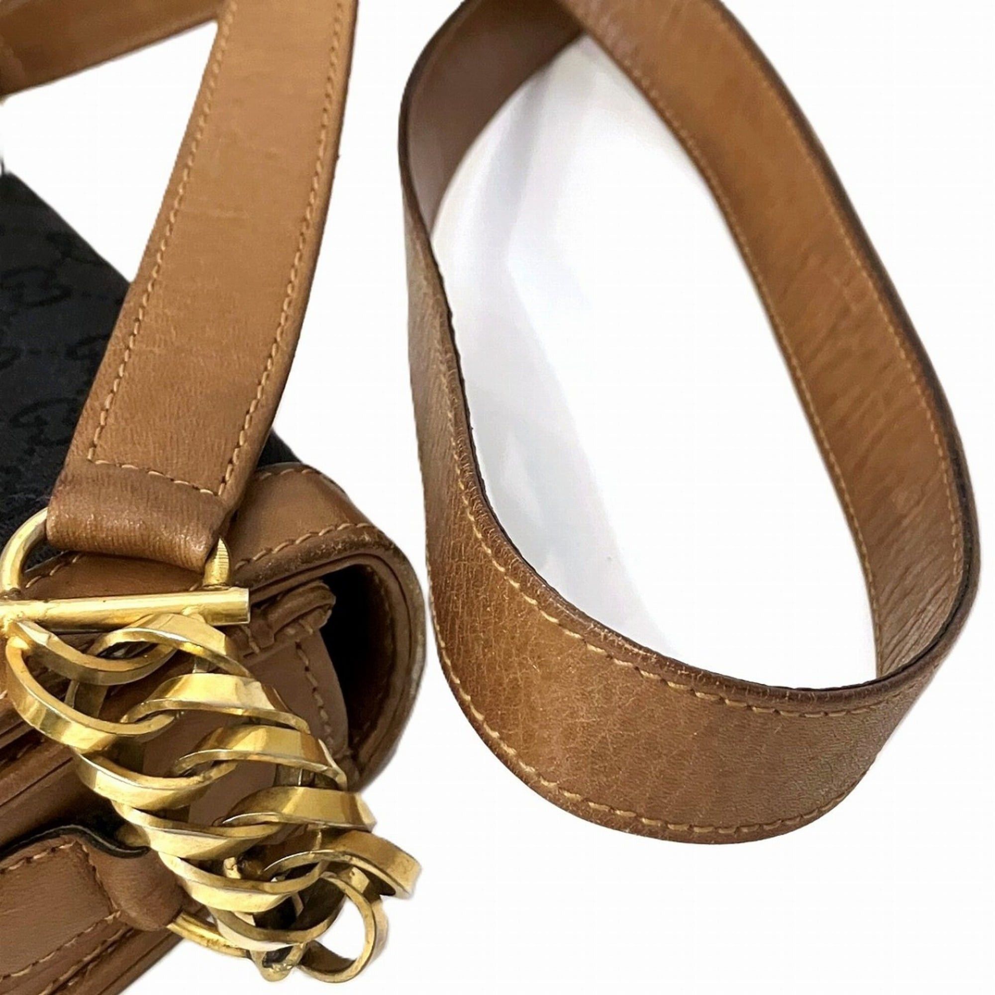 Gucci Gucci shoulder bag, Horsebit design, GG canvas and leather. Size ONE SIZE - 9 Thumbnail
