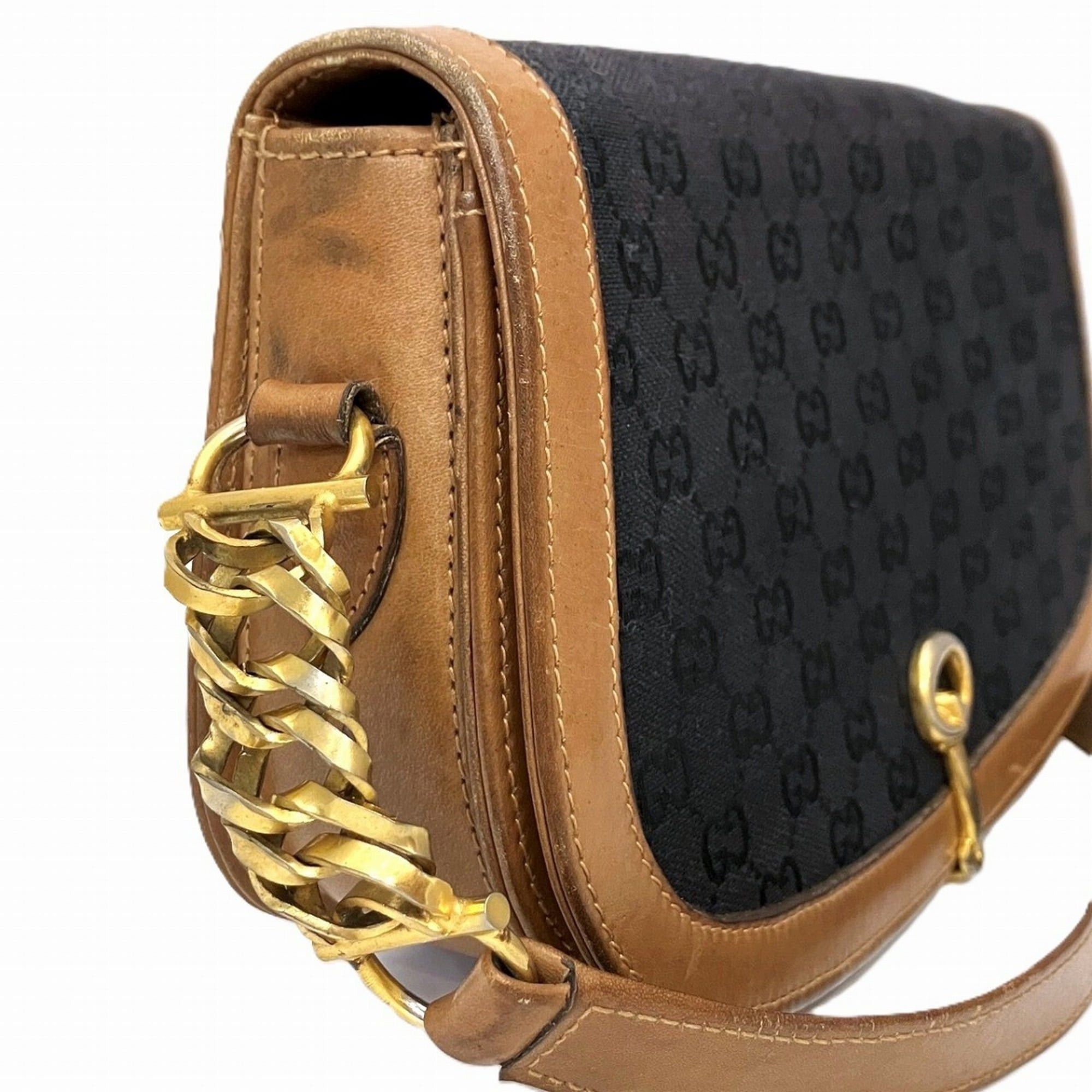 Gucci Gucci shoulder bag, Horsebit design, GG canvas and leather. Size ONE SIZE - 7 Thumbnail