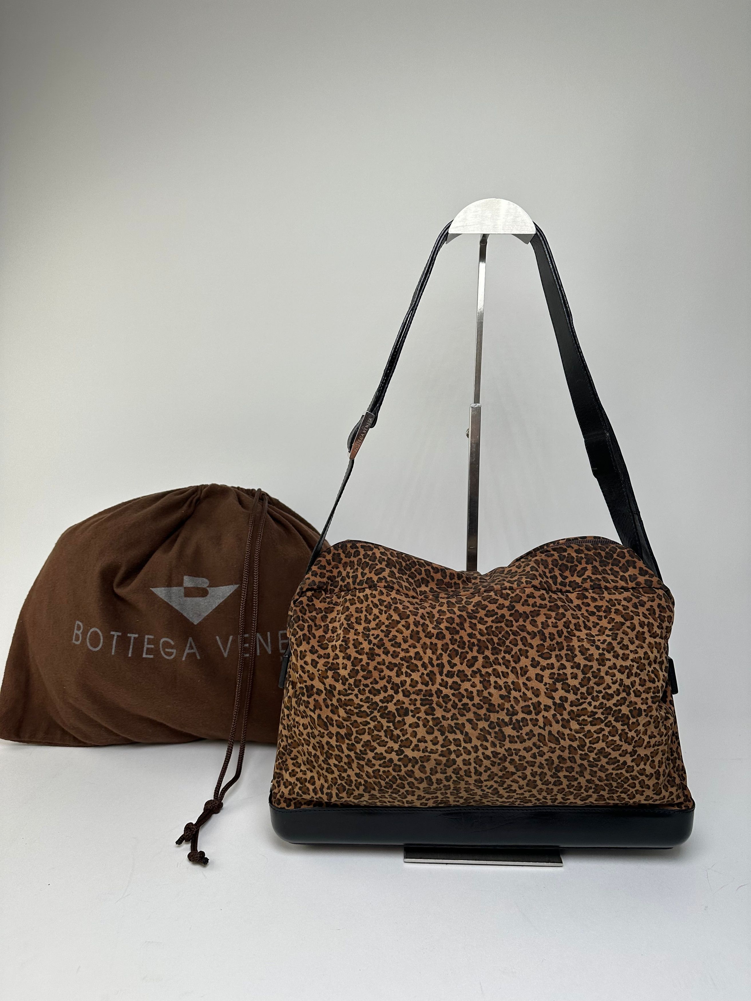 Bottega Veneta Vintage Leopard Suede Shoulder Bag Tan Size ONE SIZE - 2 Thumbnail