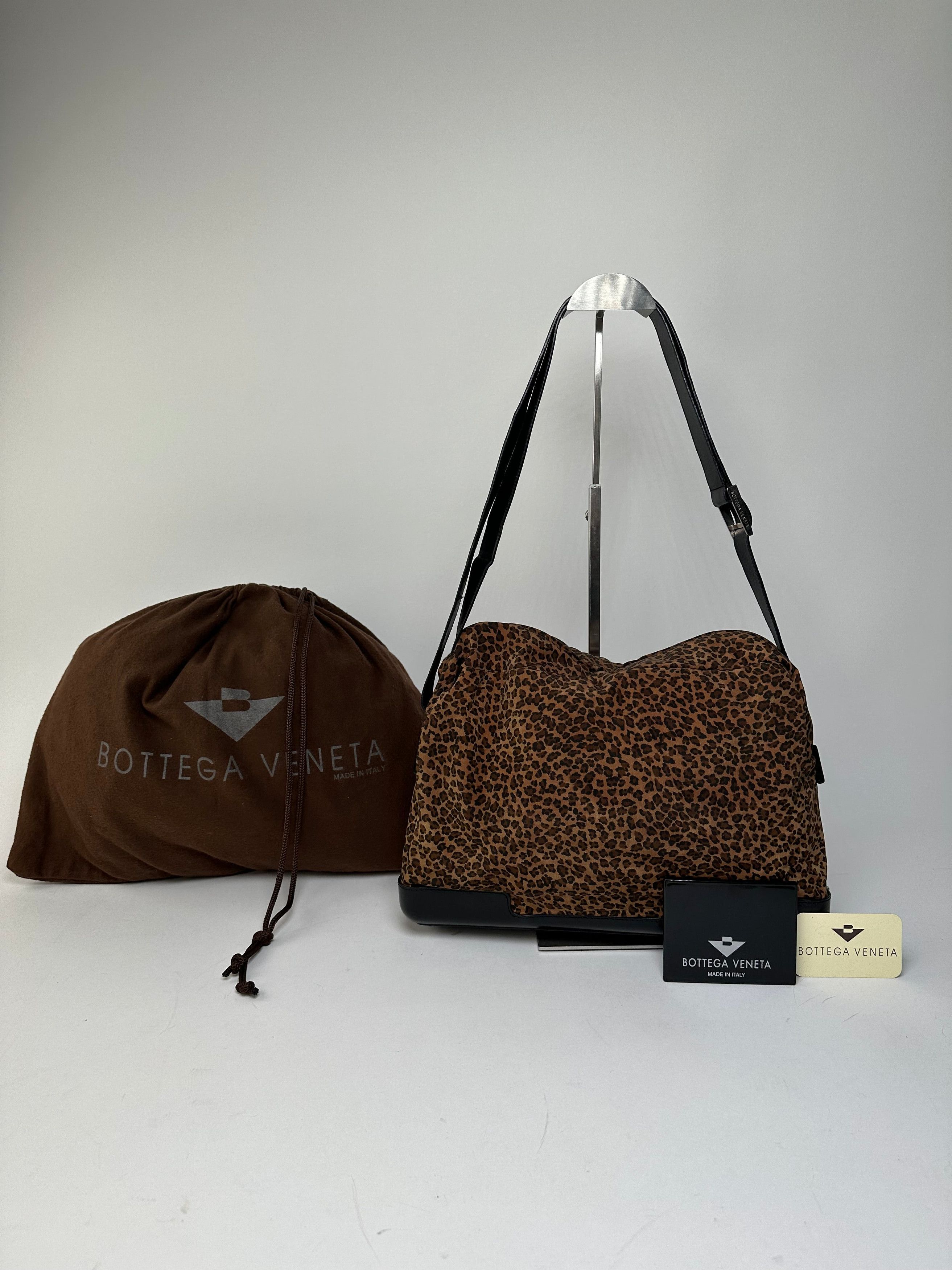Bottega Veneta Vintage Leopard Suede Shoulder Bag Tan Size ONE SIZE - 14 Thumbnail
