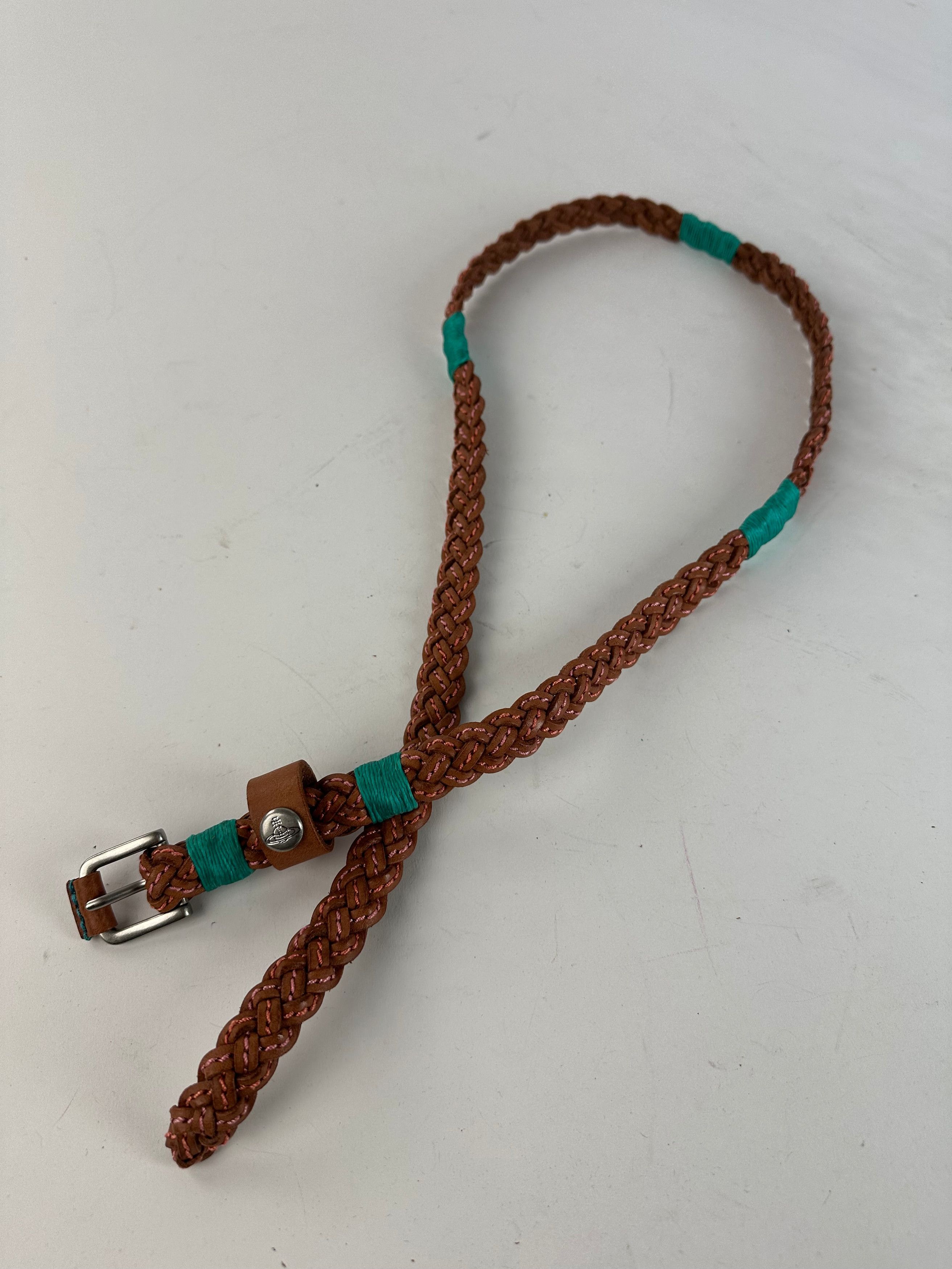 Vivienne Westwood Vintage Braided Leather Belt Cognac 100 cm Size ONE SIZE - 4 Thumbnail