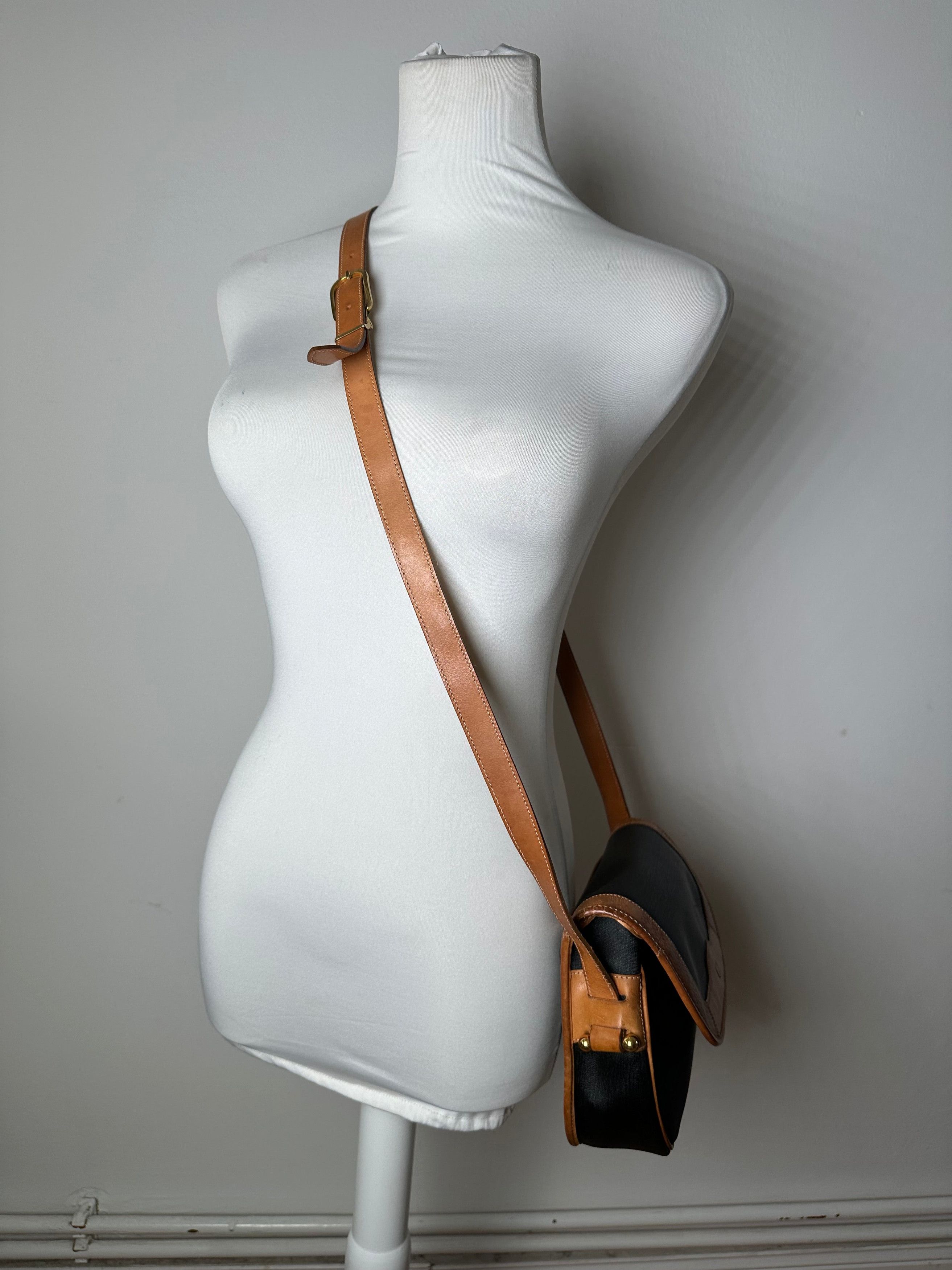 Dior Vintage Christian Crossbody Bag Black Canvas Cognac Leather Size ONE SIZE - 14 Thumbnail