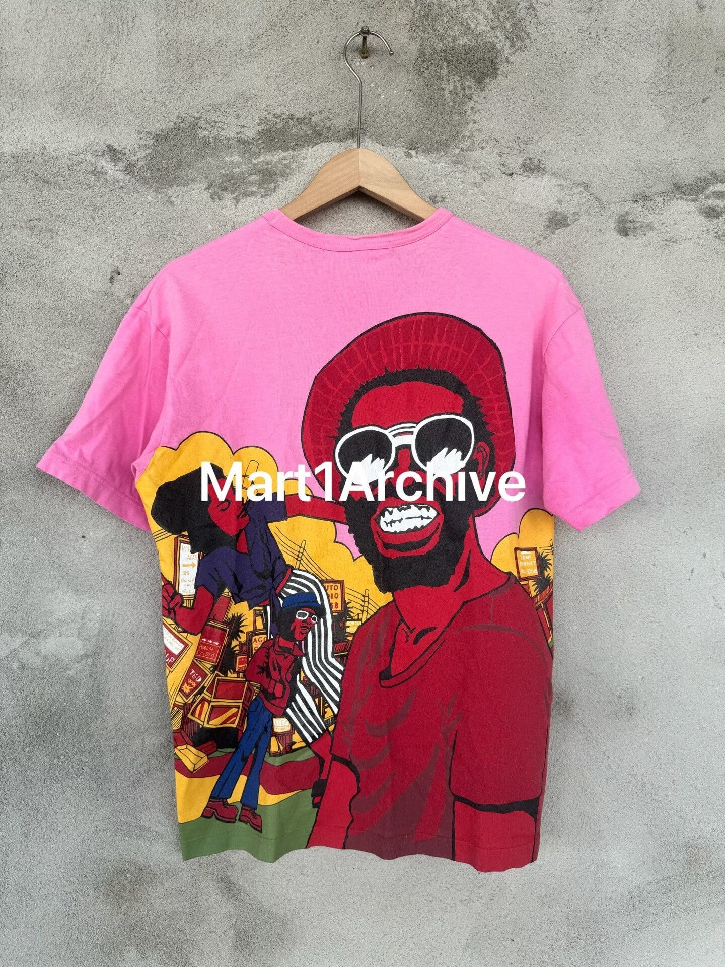 Junya Watanabe Pink Short Sleeve Graphic T-Shirt with Side Patterns Size US M / EU 48-50 / 2 - 3 Thumbnail