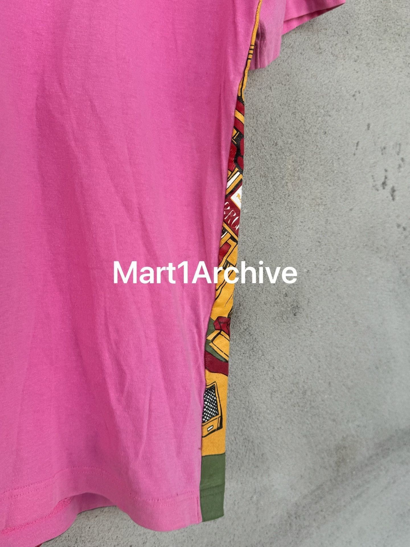 Junya Watanabe Pink Short Sleeve Graphic T-Shirt with Side Patterns Size US M / EU 48-50 / 2 - 6 Thumbnail