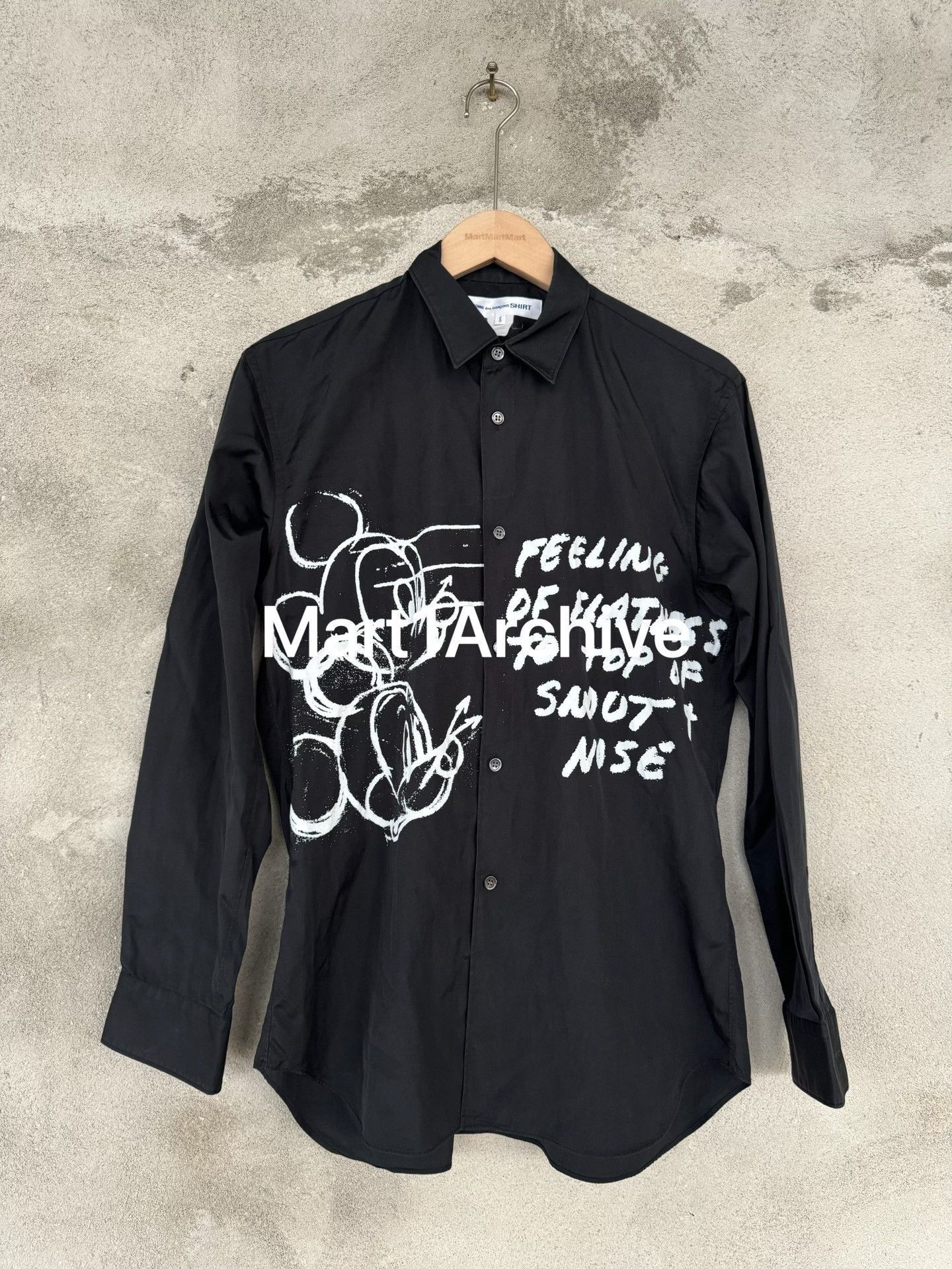 Comme des Garcons Black Long Sleeve Button-Up Shirt with Graphic Print Size US S / EU 44-46 / 1 - 2 Thumbnail