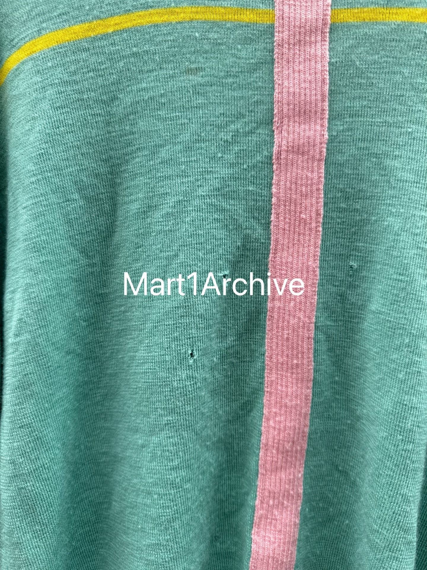Comme des Garcons Green Striped Distressed Long Sleeve Sweater Size US S / EU 44-46 / 1 - 4 Thumbnail