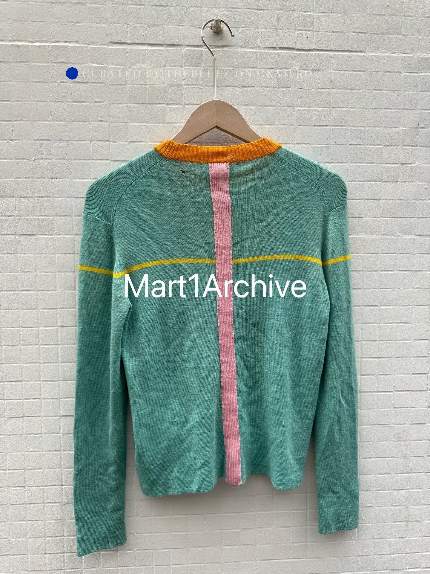 Comme des Garcons Green Striped Distressed Long Sleeve Sweater Size US S / EU 44-46 / 1 - 3 Thumbnail