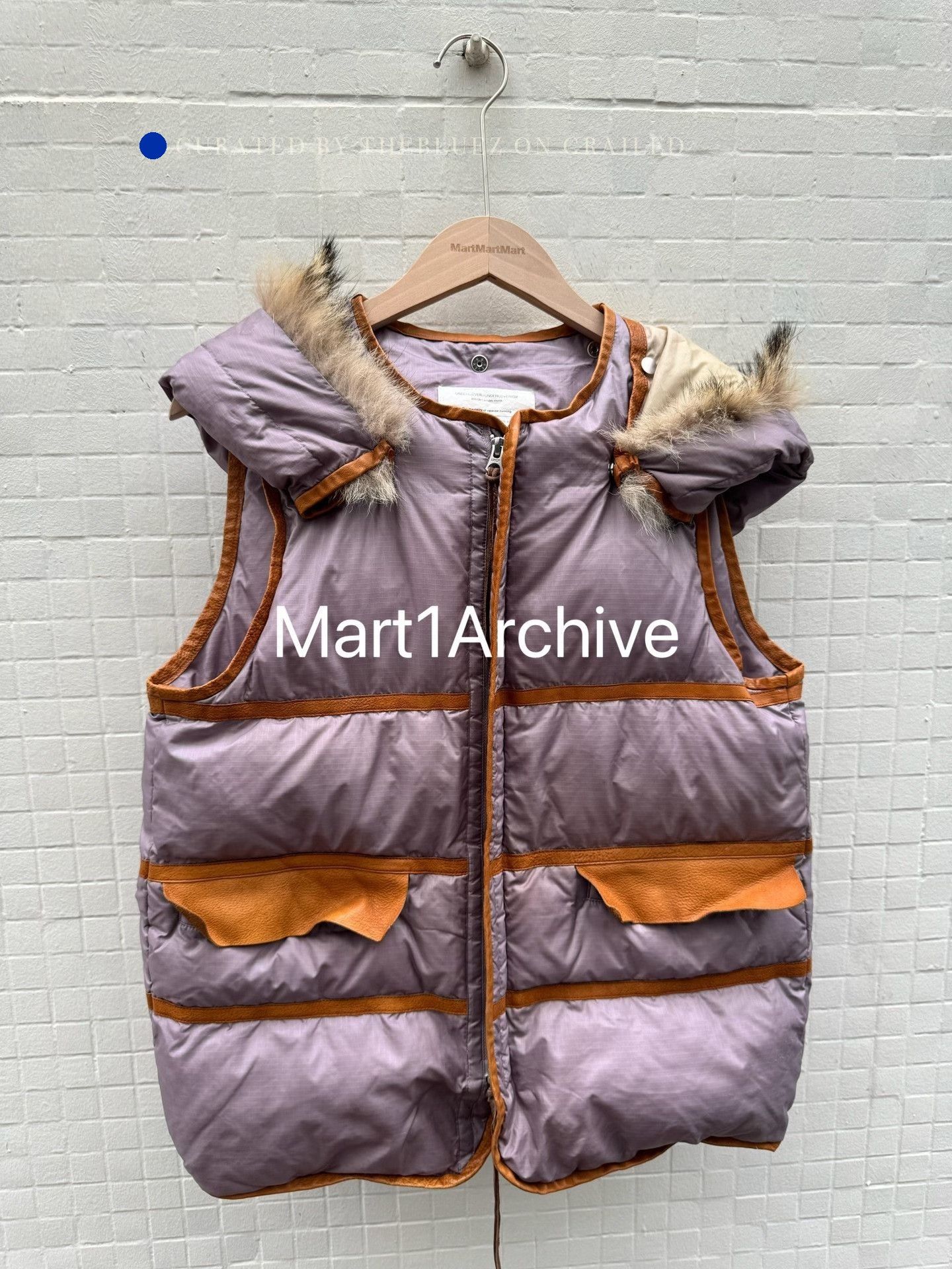 Undercover Purple Hooded Puffer Vest with Fur Trim Size US M / EU 48-50 / 2 - 2 Thumbnail