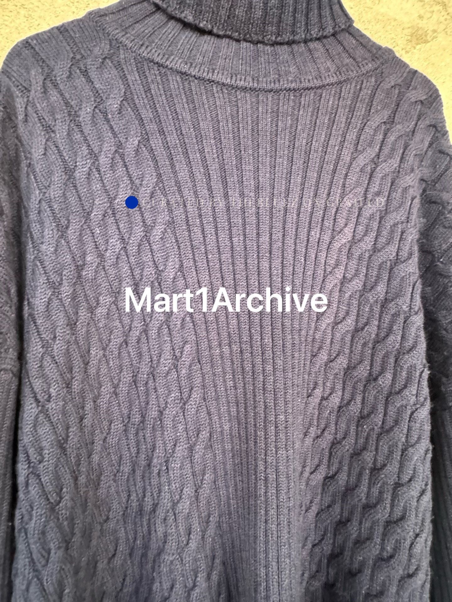 Vetements Blue Turtleneck Cable Knit Sweater with Fringe Hem Size US XS / EU 42 / 0 - 4 Thumbnail