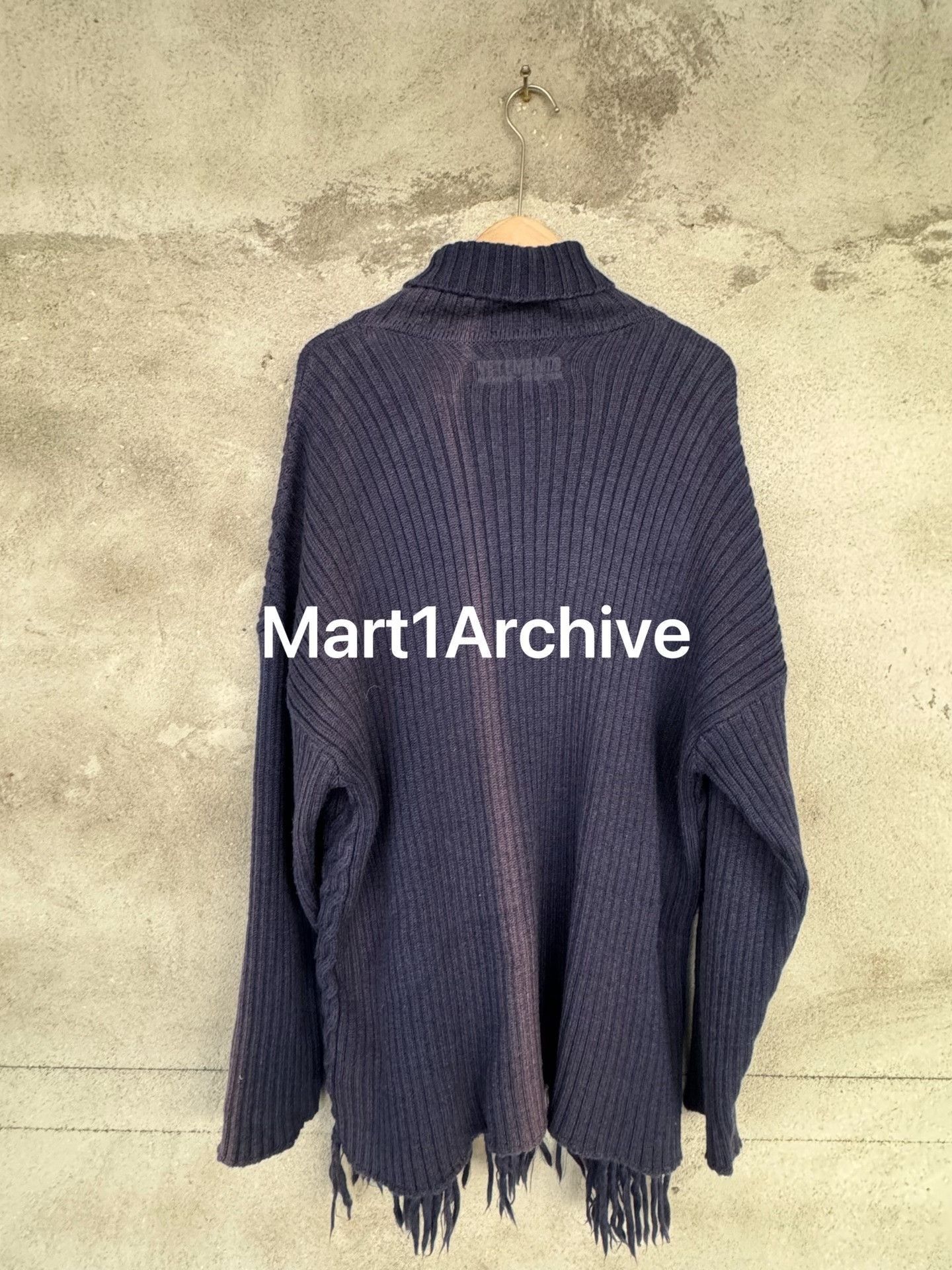 Vetements Blue Turtleneck Cable Knit Sweater with Fringe Hem Size US XS / EU 42 / 0 - 3 Thumbnail