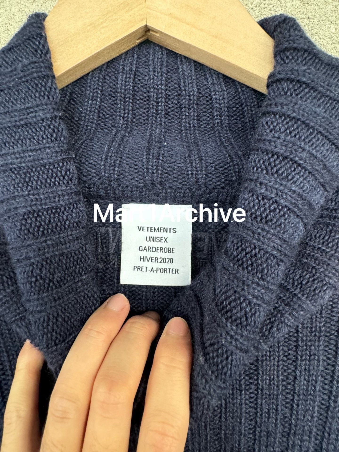 Vetements Blue Turtleneck Cable Knit Sweater with Fringe Hem Size US XS / EU 42 / 0 - 6 Thumbnail