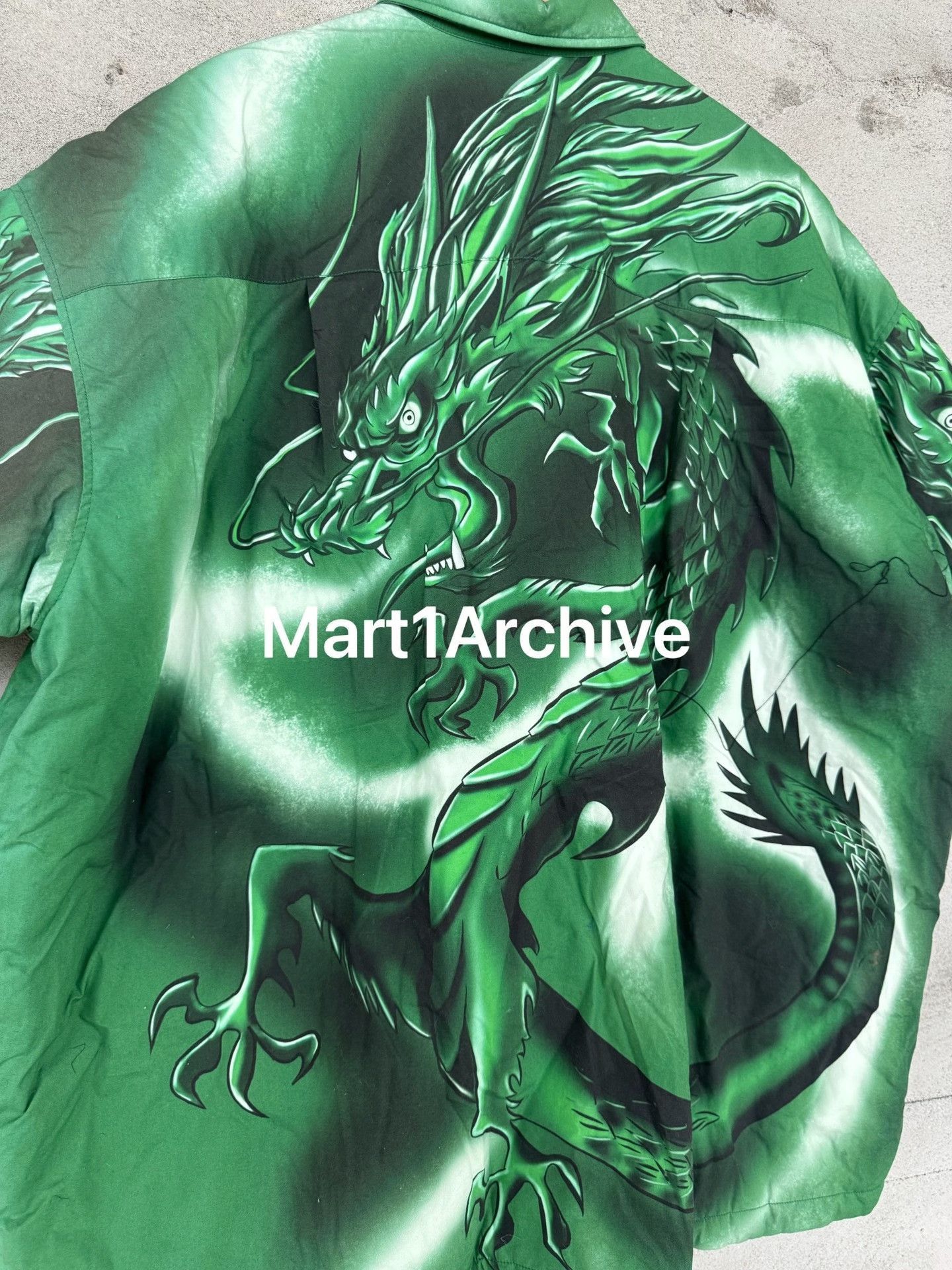 Balenciaga Green Dragon Print Short Sleeve Button-Up Shirt Size US S / EU 44-46 / 1 - 5 Thumbnail