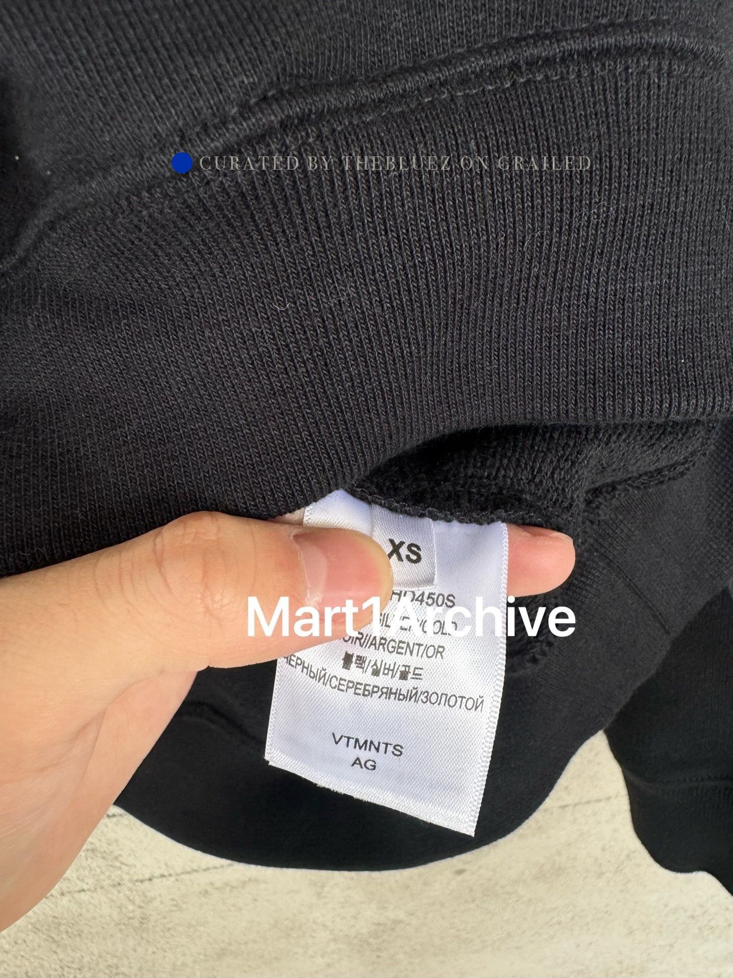 VTMNTS Black Graphic Print Hoodie with Drawstring Hood Size US XS / EU 42 / 0 - 7 Thumbnail
