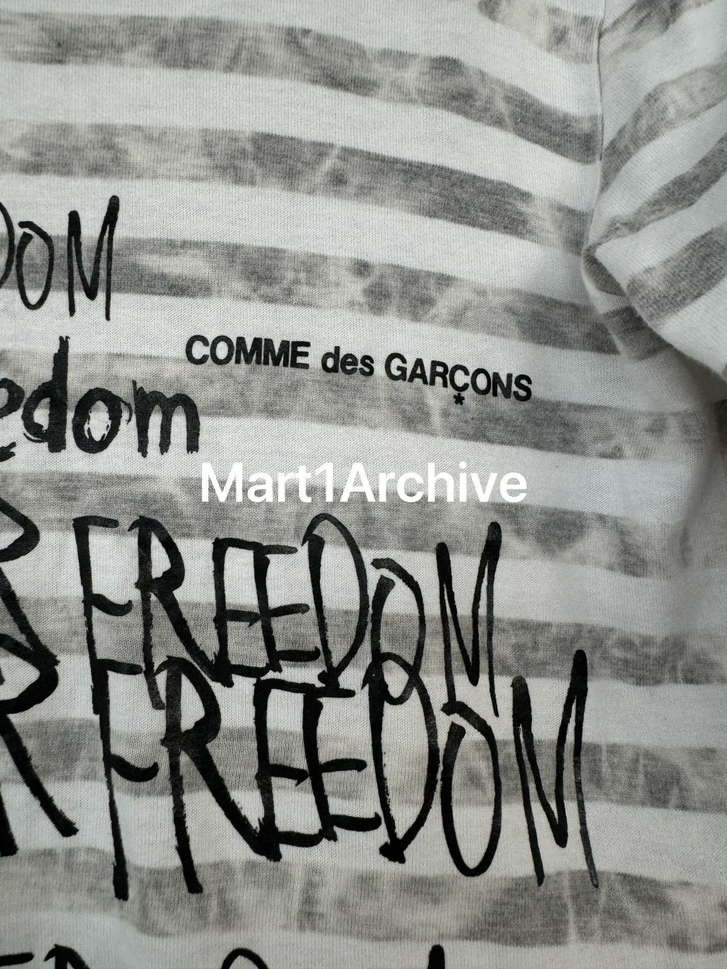 Comme des Garcons Striped Long Sleeve Shirt with 'Wear Your Freedom' Print Size US XS / EU 42 / 0 - 5 Thumbnail