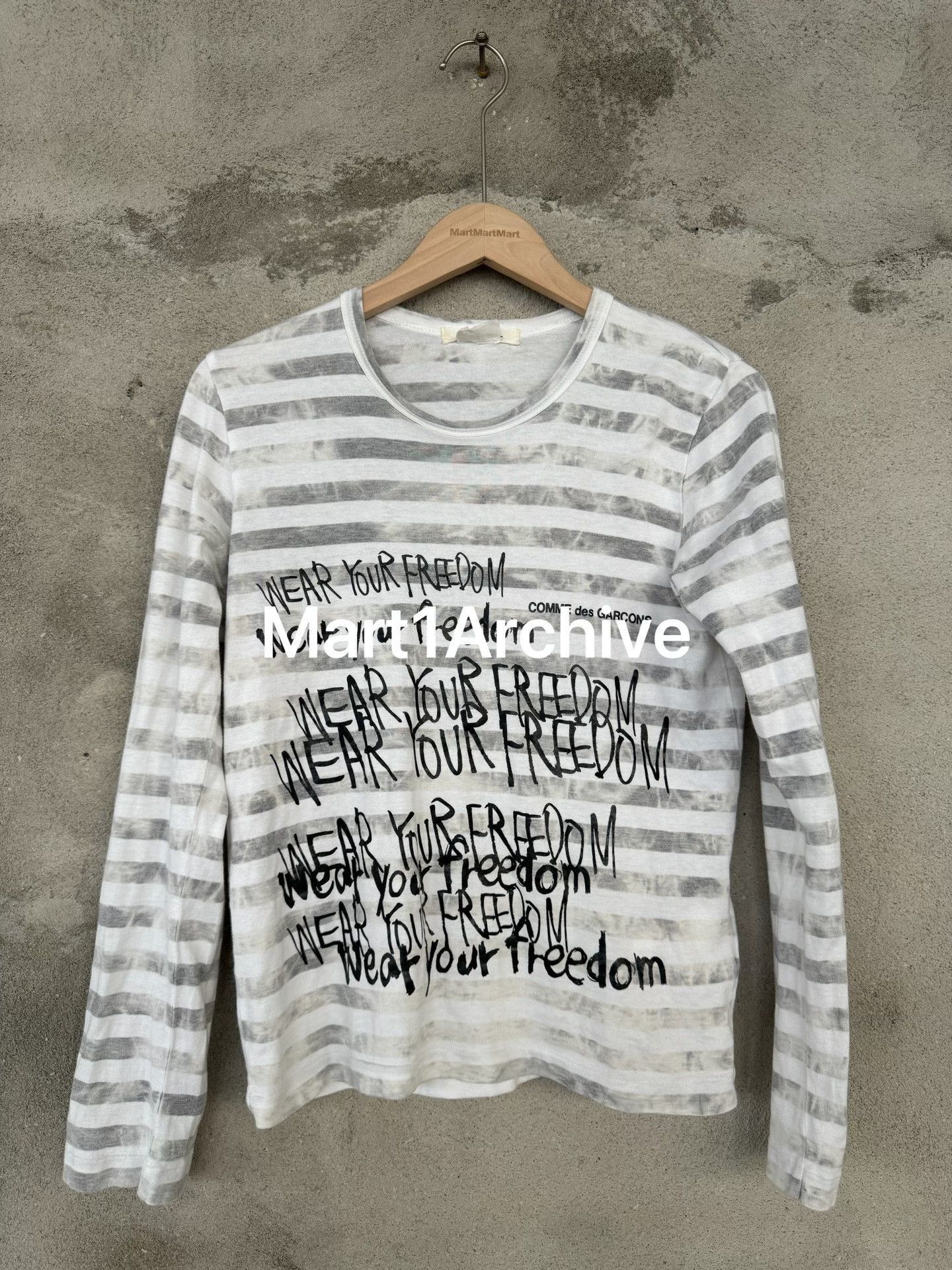 Comme des Garcons Striped Long Sleeve Shirt with 'Wear Your Freedom' Print Size US XS / EU 42 / 0 - 2 Thumbnail