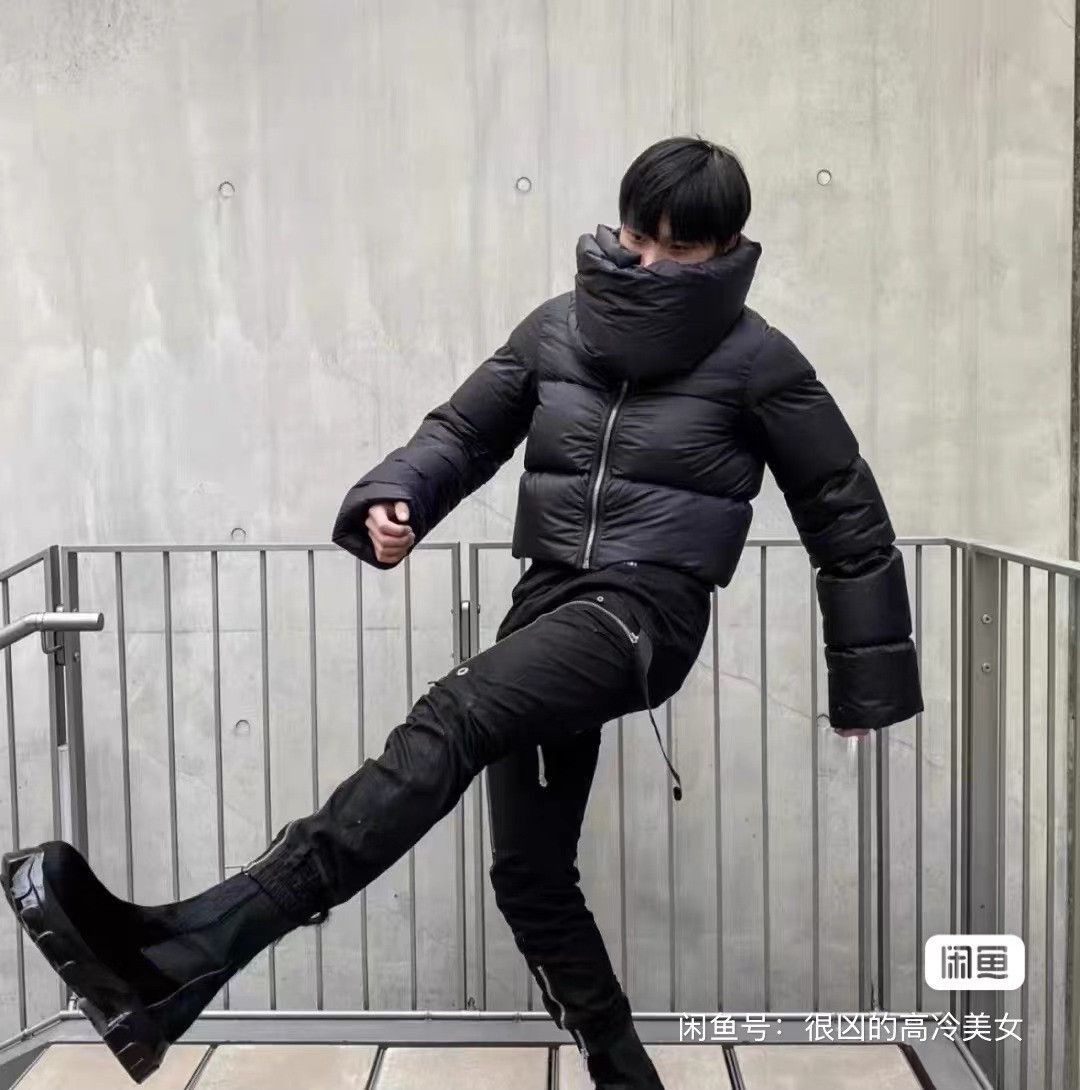 Rick Owens Black Puffer Jacket with High Collar Size US XXS / EU 40 - 9 Thumbnail
