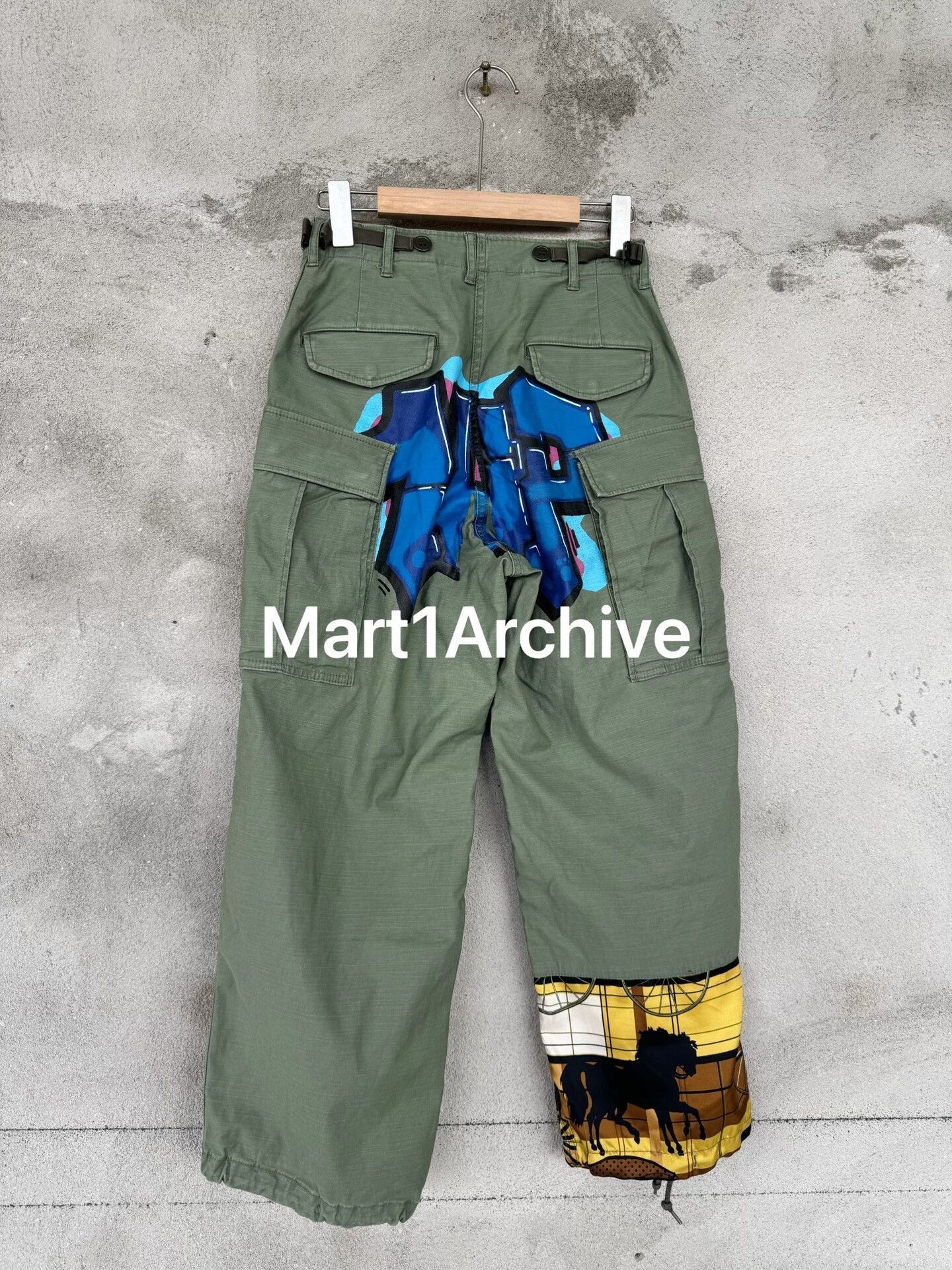 Junya Watanabe Green Cargo Pants with Studs & Patterned Hem Size 28 Size US 28 / EU 44 - 3 Thumbnail