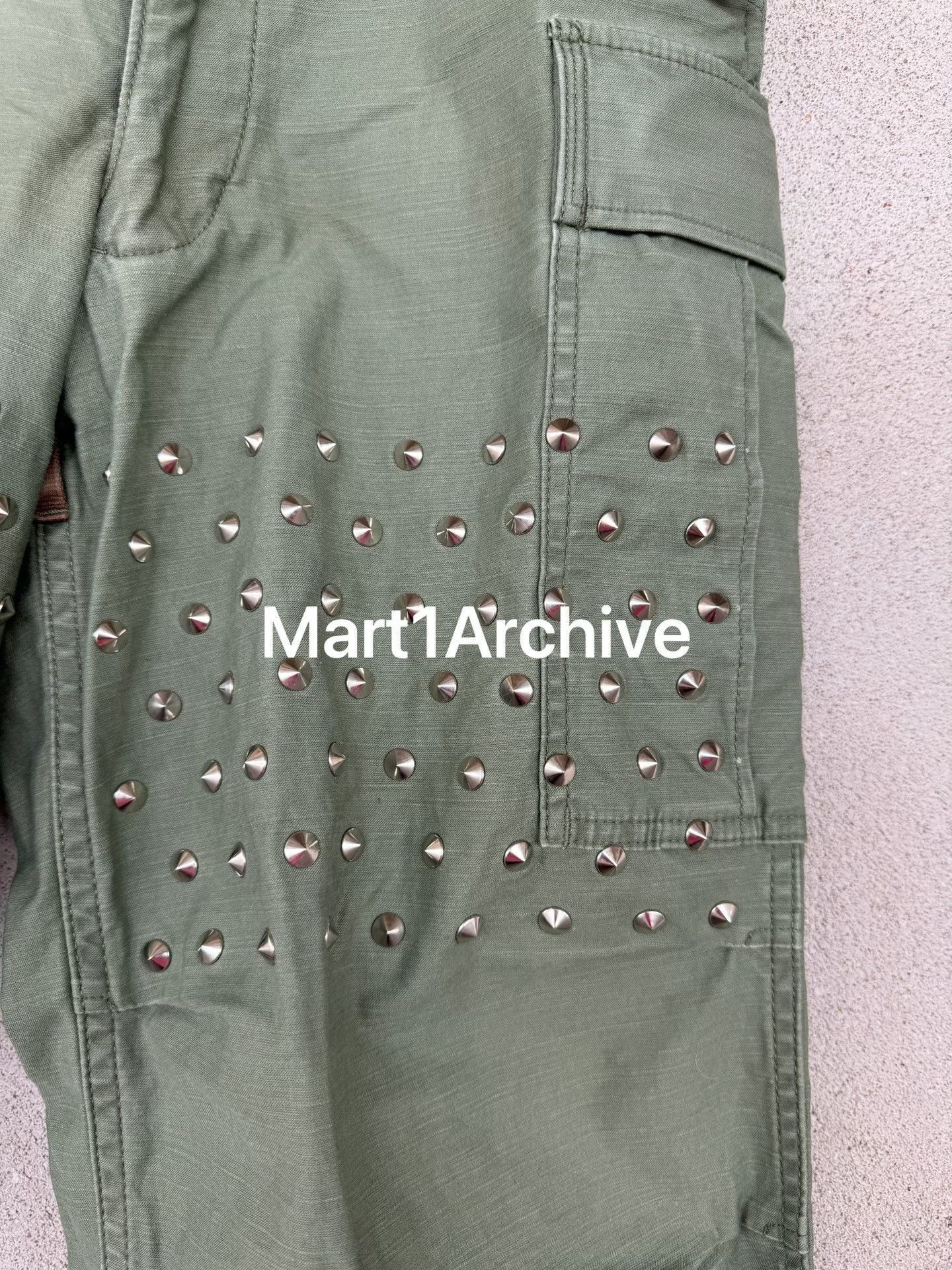 Junya Watanabe Green Cargo Pants with Studs & Patterned Hem Size 28 Size US 28 / EU 44 - 4 Thumbnail
