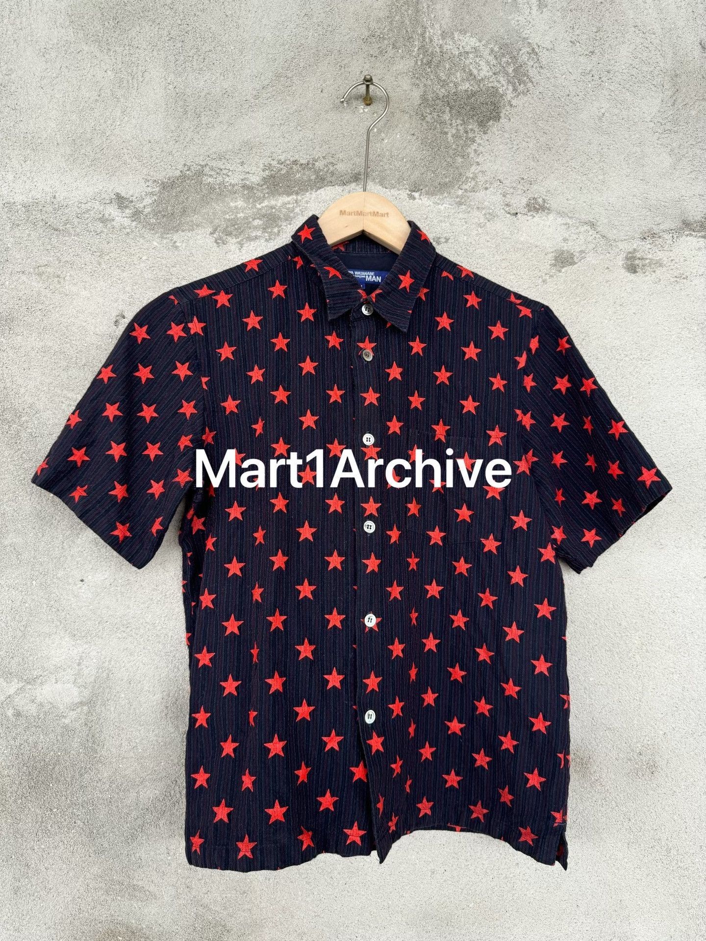 Junya Watanabe Black Short Sleeve Star Print Button-Up Shirt Size US M / EU 48-50 / 2 - 2 Thumbnail