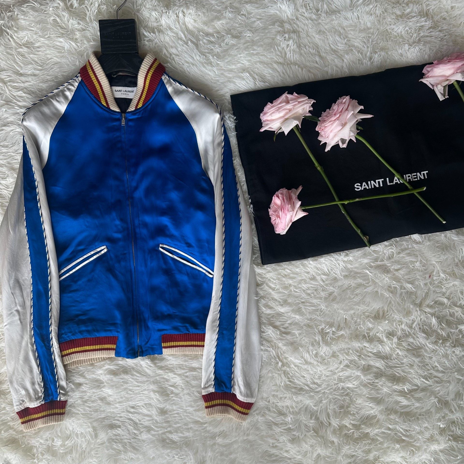 Saint Laurent Paris Multi-Color Satin Bomber Jacket Size US S / EU 44-46 / 1 - 2 Thumbnail