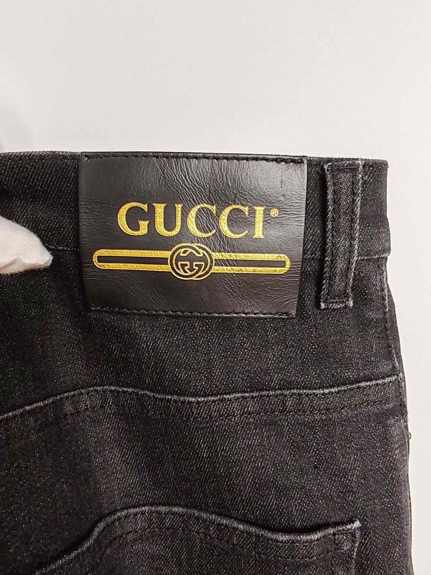 Gucci Black Denim Jeans with Embroidered Text Size 30 Size US 30 / EU 46 - 6 Thumbnail