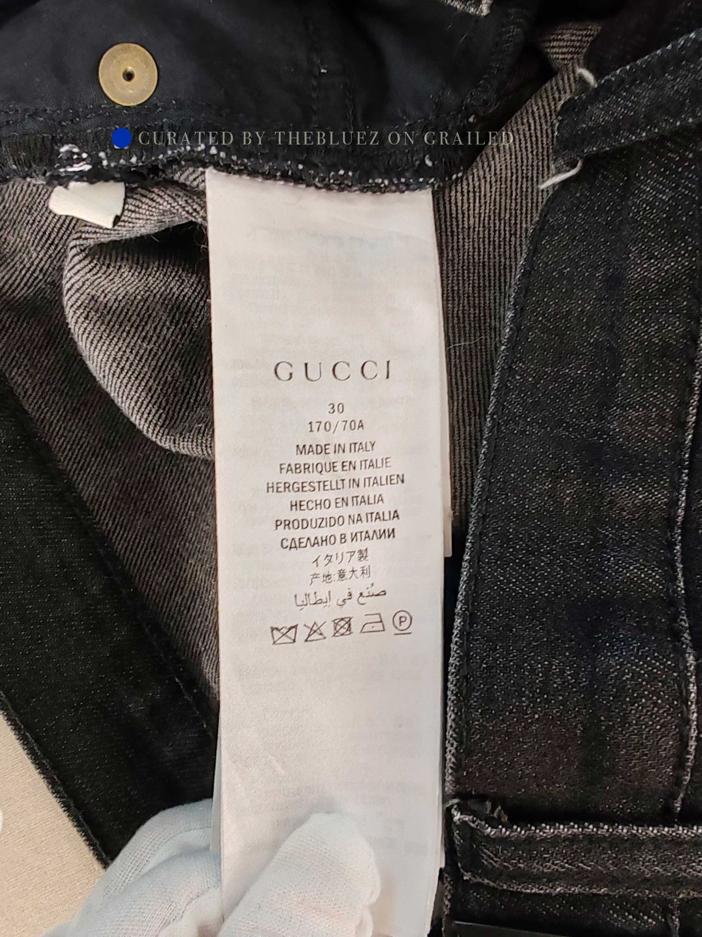 Gucci Black Denim Jeans with Embroidered Text Size 30 Size US 30 / EU 46 - 8 Thumbnail