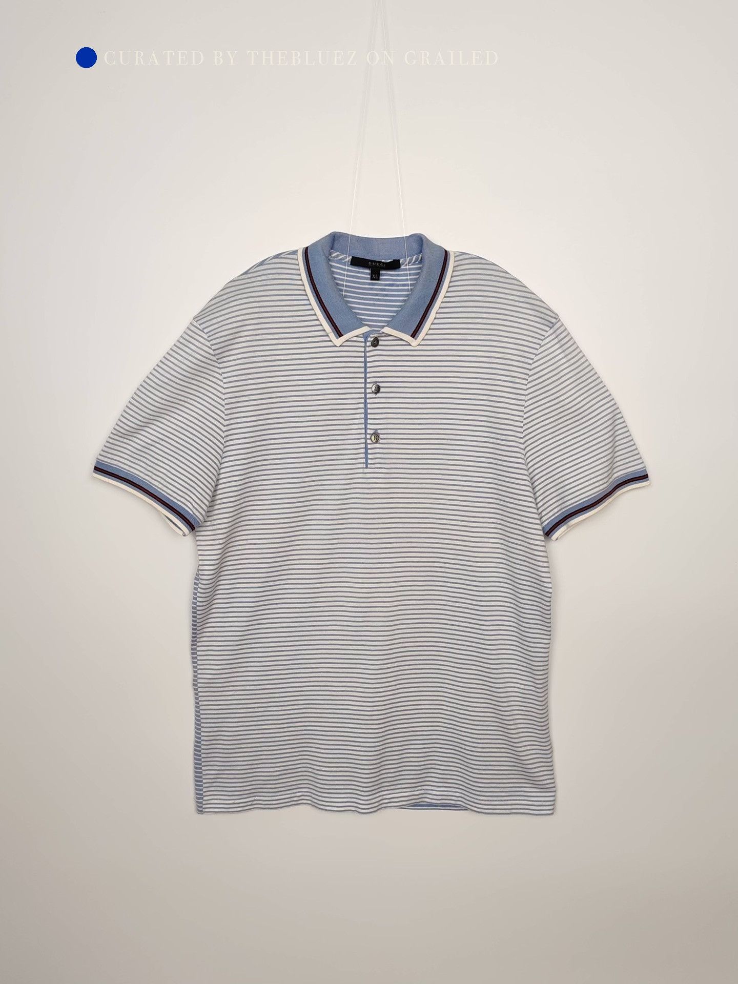 Gucci Blue Striped Short-Sleeve Polo Shirt Size US XL / EU 56 / 4 - 2 Thumbnail