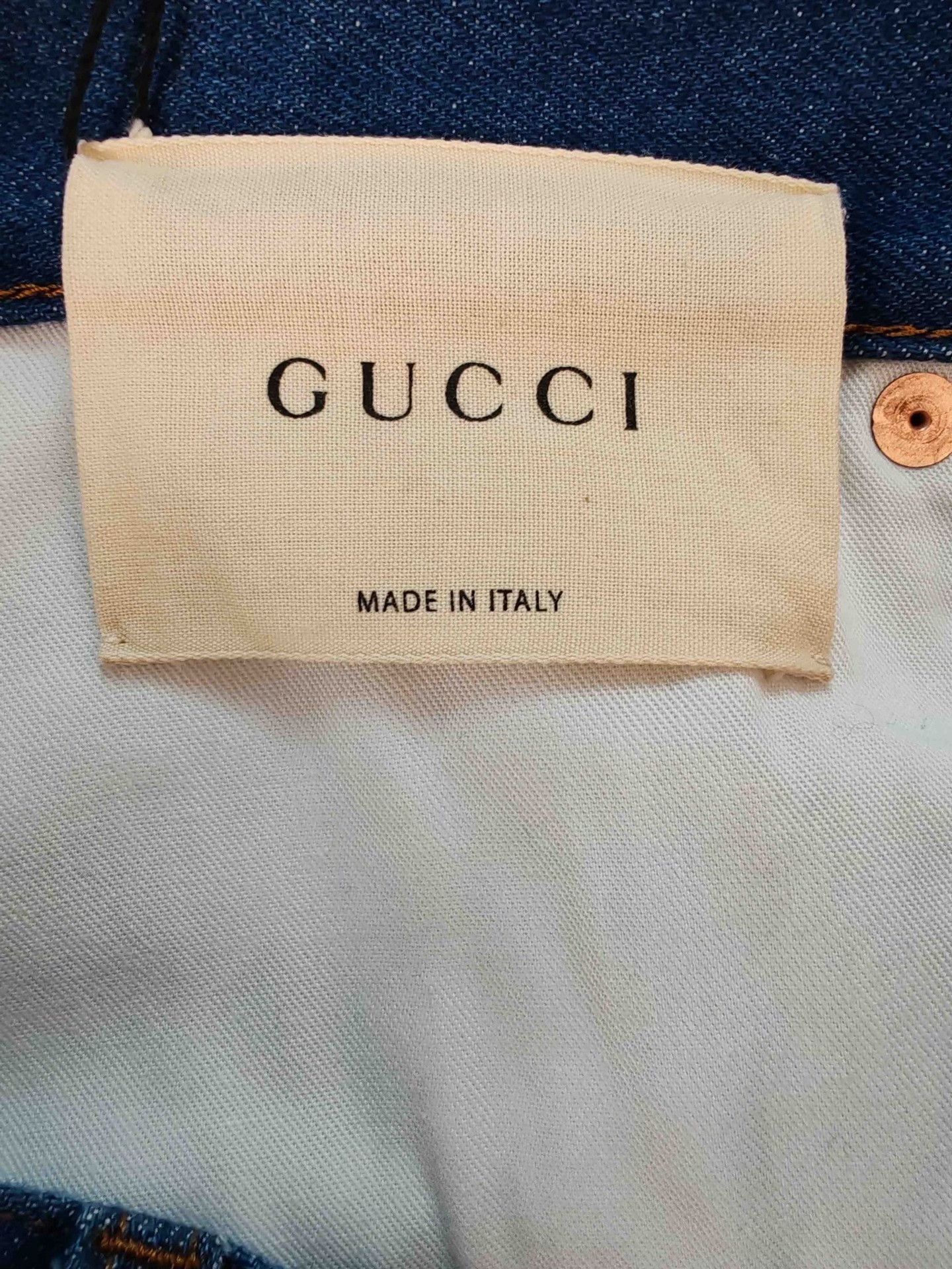Gucci Blue Denim Jeans with Cat & Floral Embroidery Size 32 Size US 32 / EU 48 - 6 Thumbnail